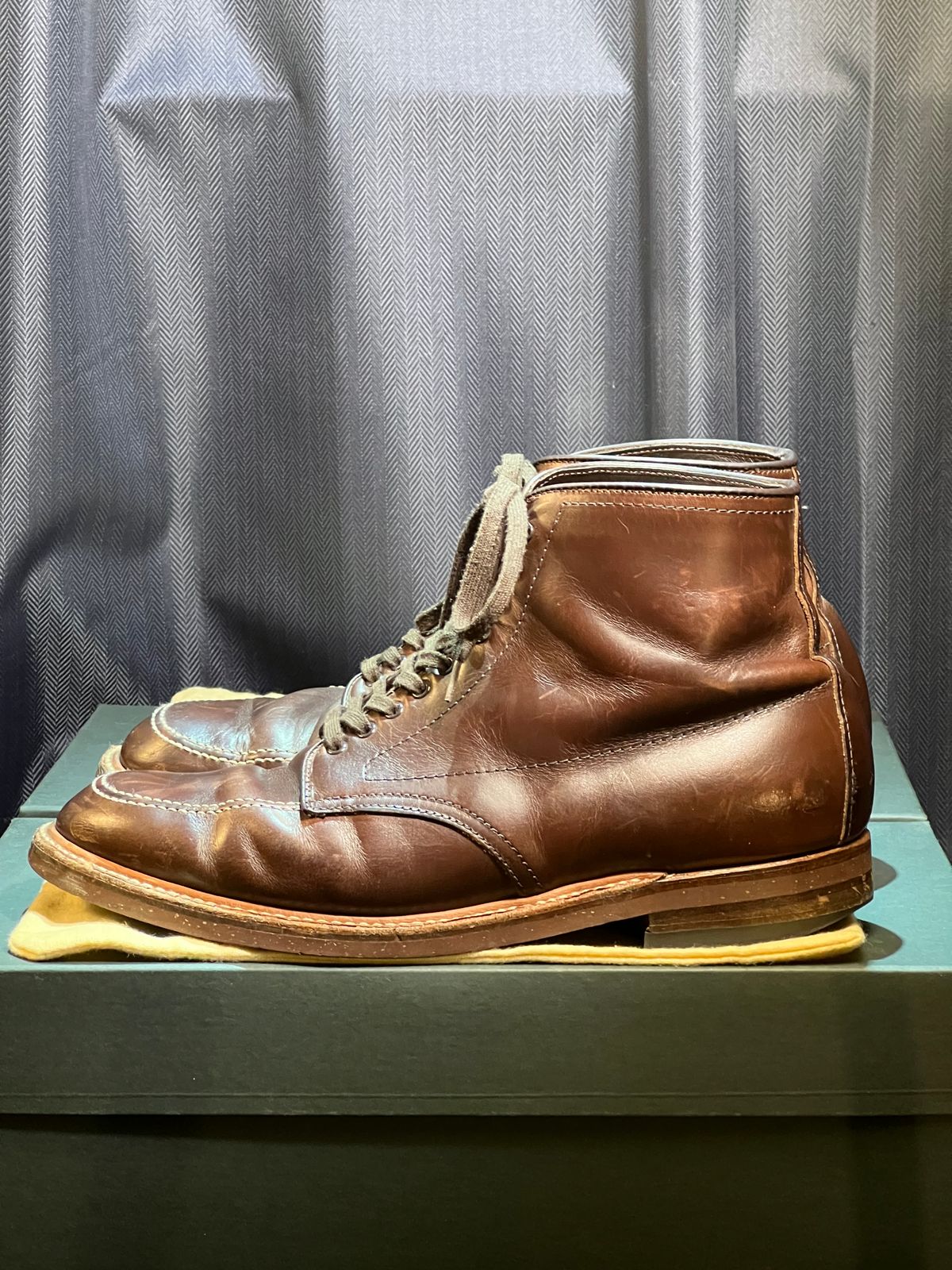 Photo by wabi_sabione on March 5, 2023 of the Alden Indy Boot in Horween Brown Chromexcel.
