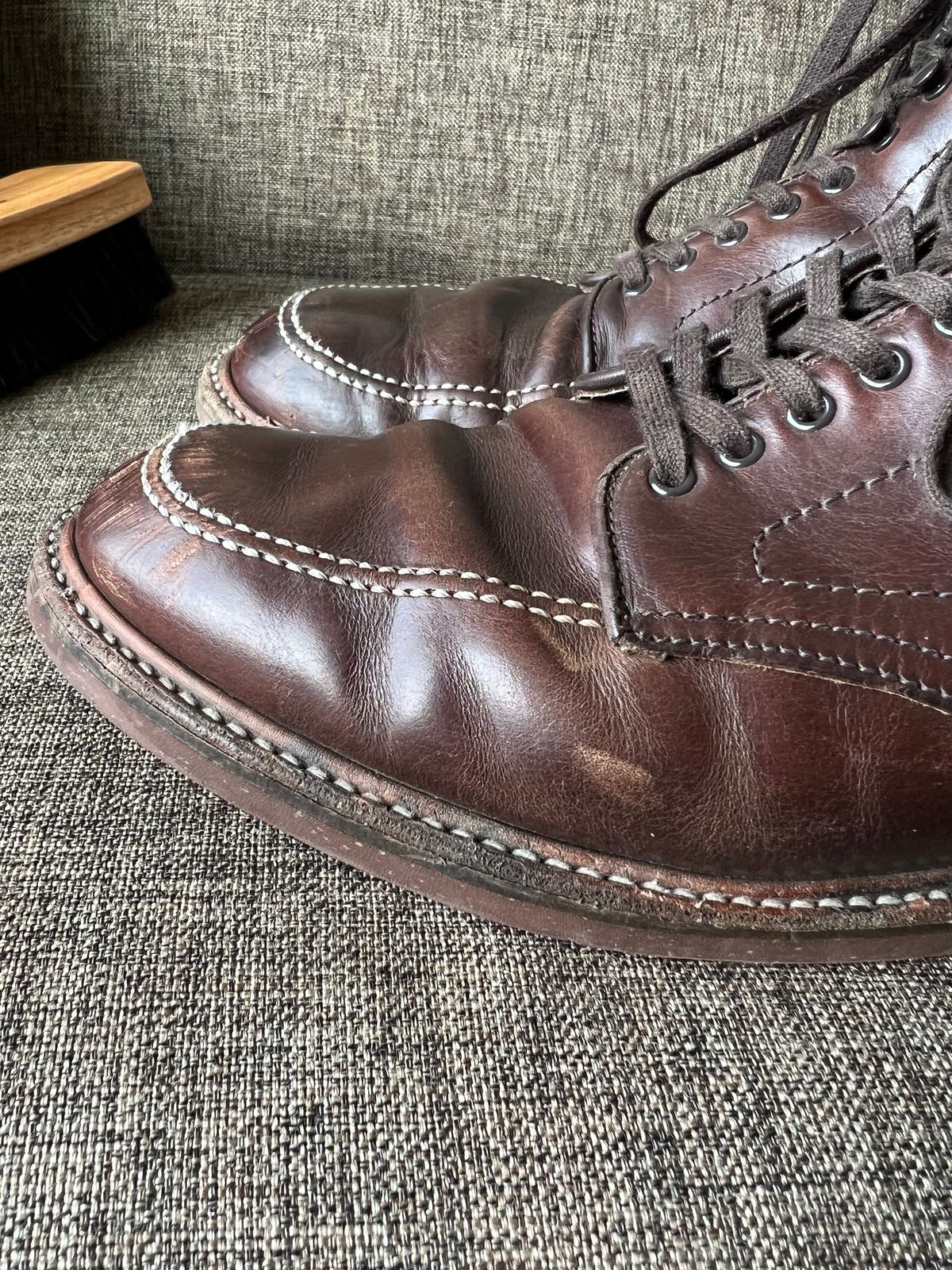 Photo by wabi_sabione on April 5, 2023 of the Alden Indy Boot in Horween Brown Chromexcel.