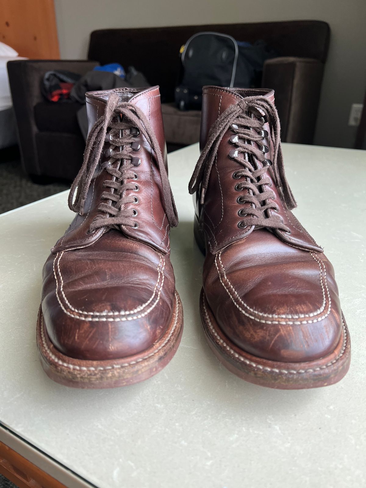 Photo by wabi_sabione on April 5, 2023 of the Alden Indy Boot in Horween Brown Chromexcel.
