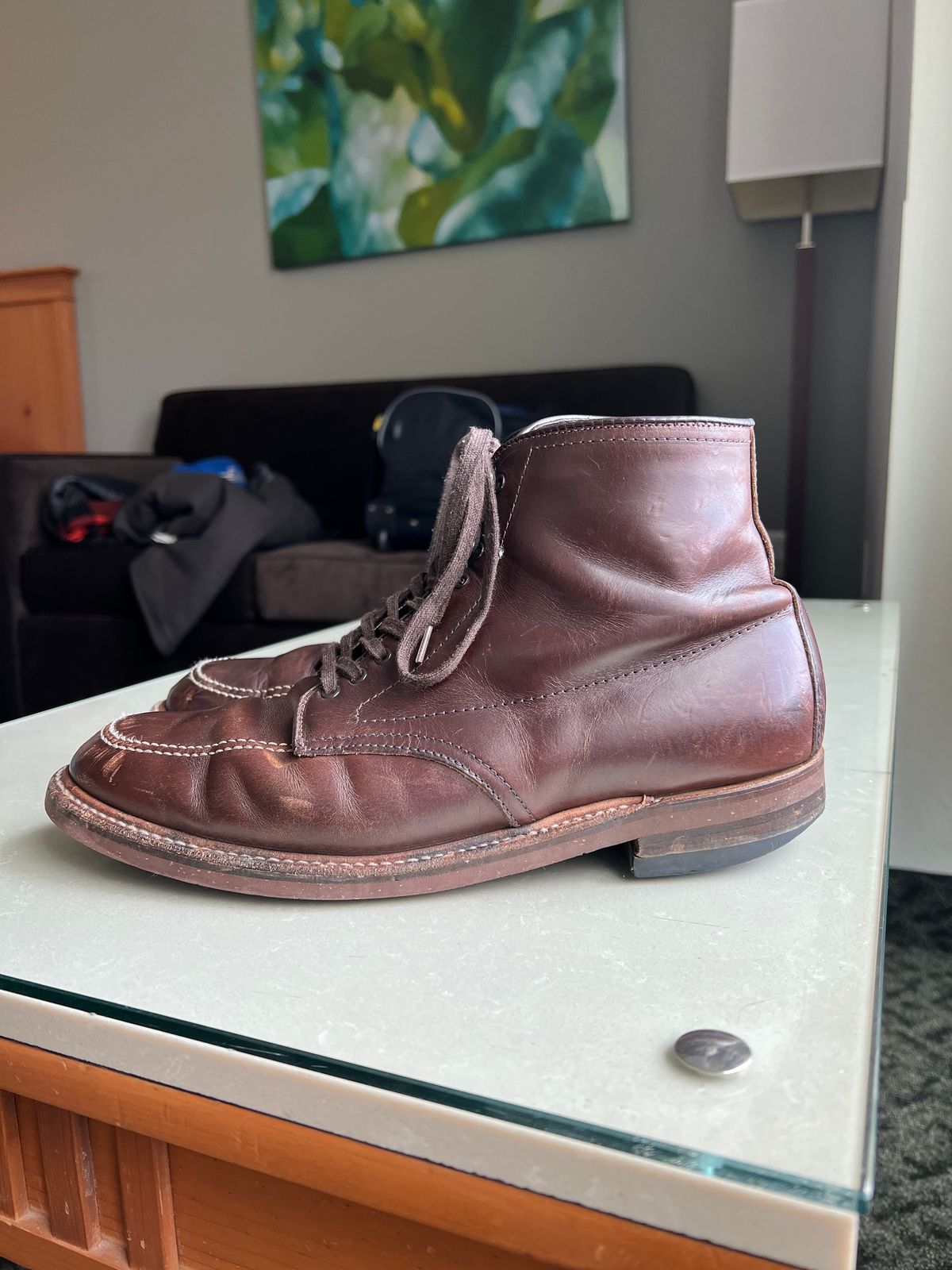 Photo by wabi_sabione on April 5, 2023 of the Alden Indy Boot in Horween Brown Chromexcel.