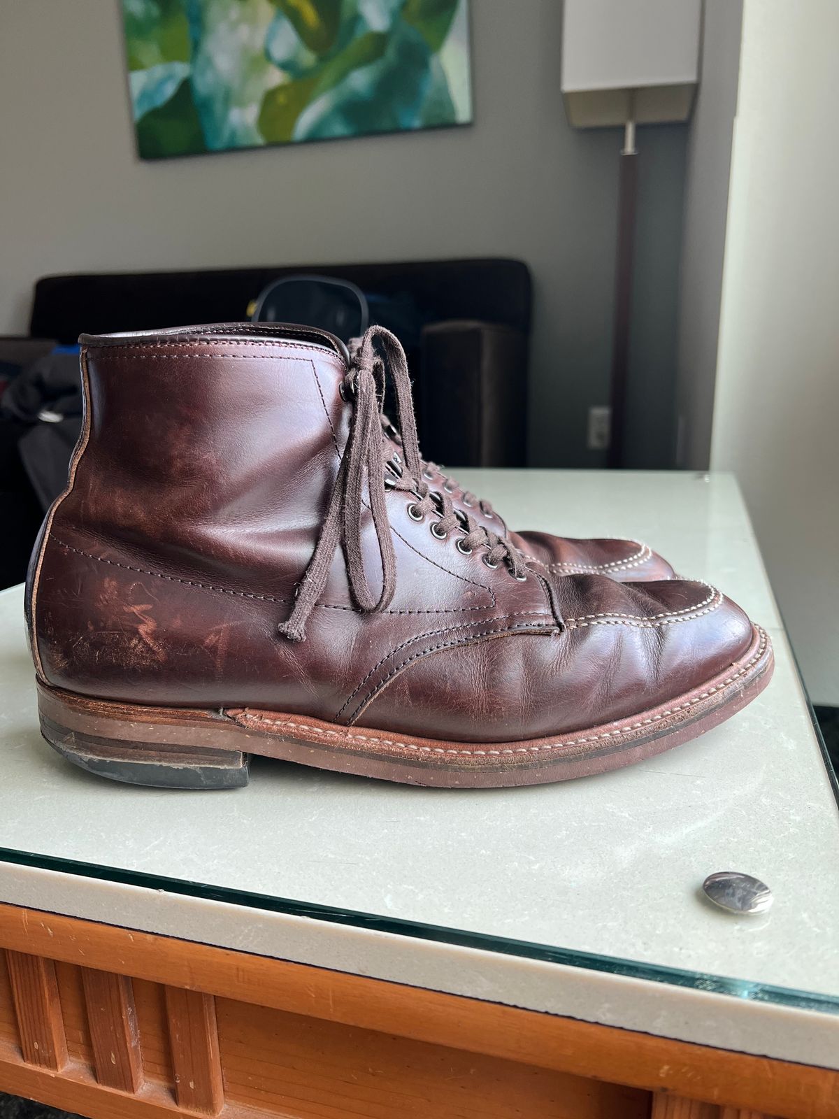 Photo by wabi_sabione on April 5, 2023 of the Alden Indy Boot in Horween Brown Chromexcel.