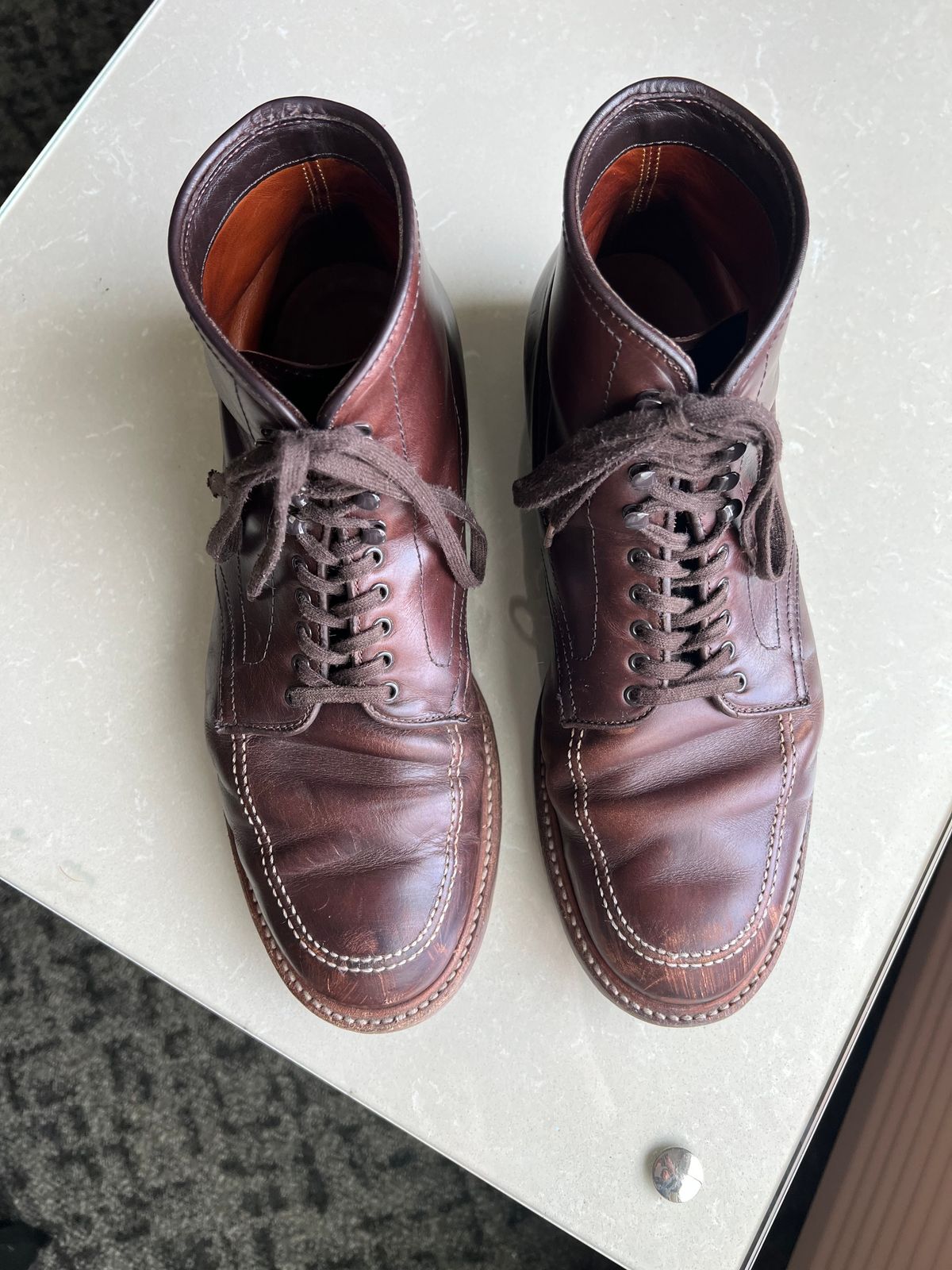 Photo by wabi_sabione on April 5, 2023 of the Alden Indy Boot in Horween Brown Chromexcel.