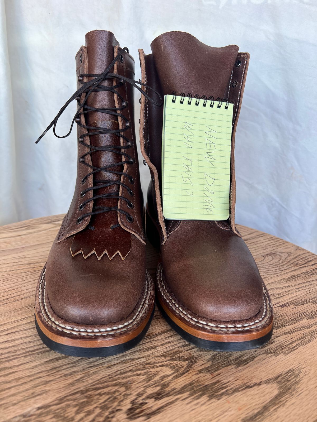 Photo by wabi_sabione on October 5, 2025 of the White's Bounty Hunter in Horween Natural Waxed Flesh.
