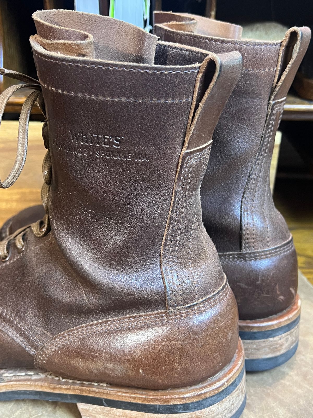 Photo by wabi_sabione on March 6, 2026 of the White's Bounty Hunter in Horween Natural Waxed Flesh.