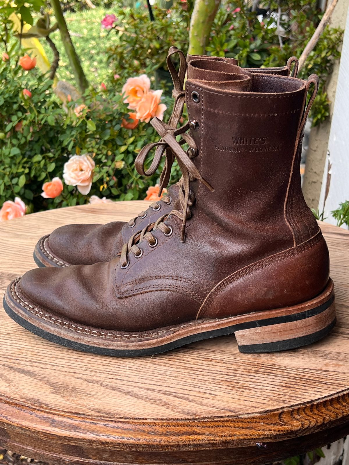 Photo by wabi_sabione on April 5, 2026 of the White's Bounty Hunter in Horween Natural Waxed Flesh.