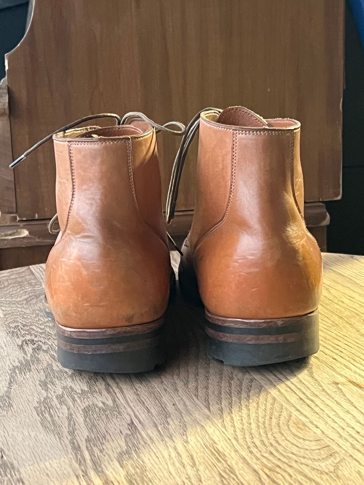 Photo by wabi_sabione on January 6, 2026 of the Viberg Service Boot in Shinki Natural Horsebutt.