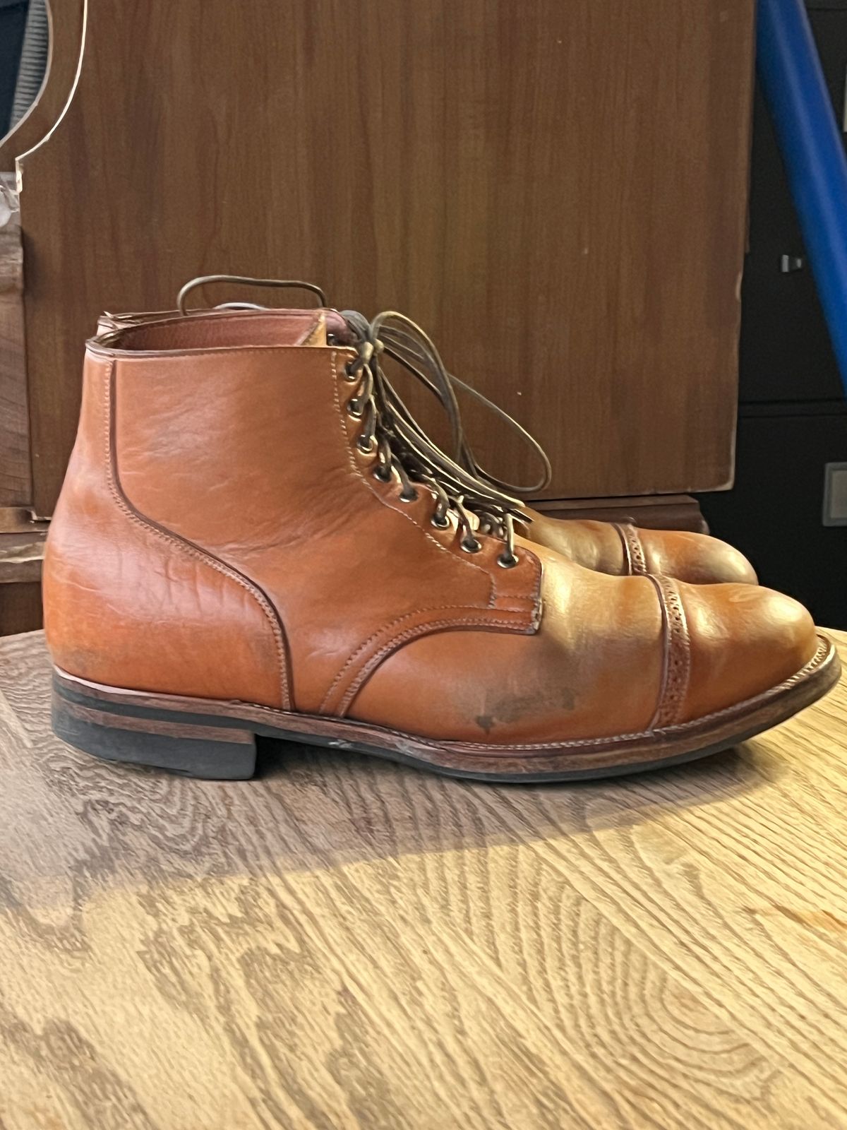 Photo by wabi_sabione on January 6, 2026 of the Viberg Service Boot in Shinki Natural Horsebutt.