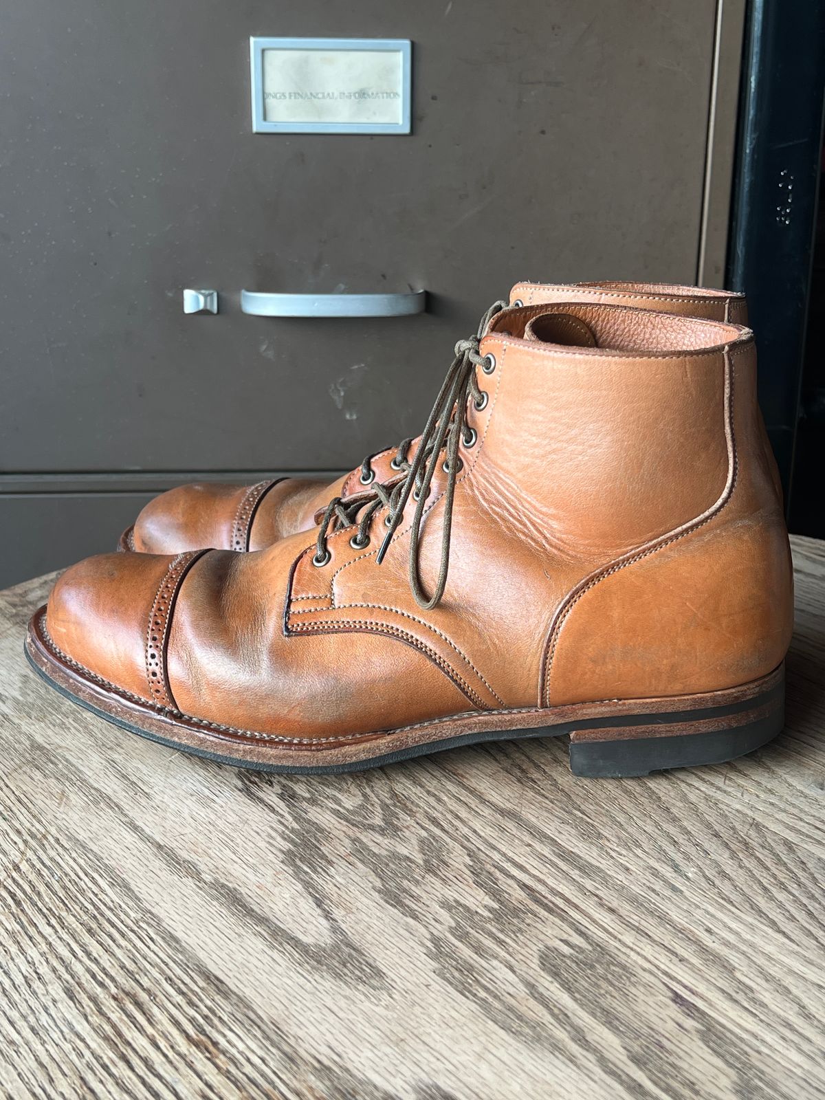 Photo by wabi_sabione on February 5, 2026 of the Viberg Service Boot in Shinki Natural Horsebutt.