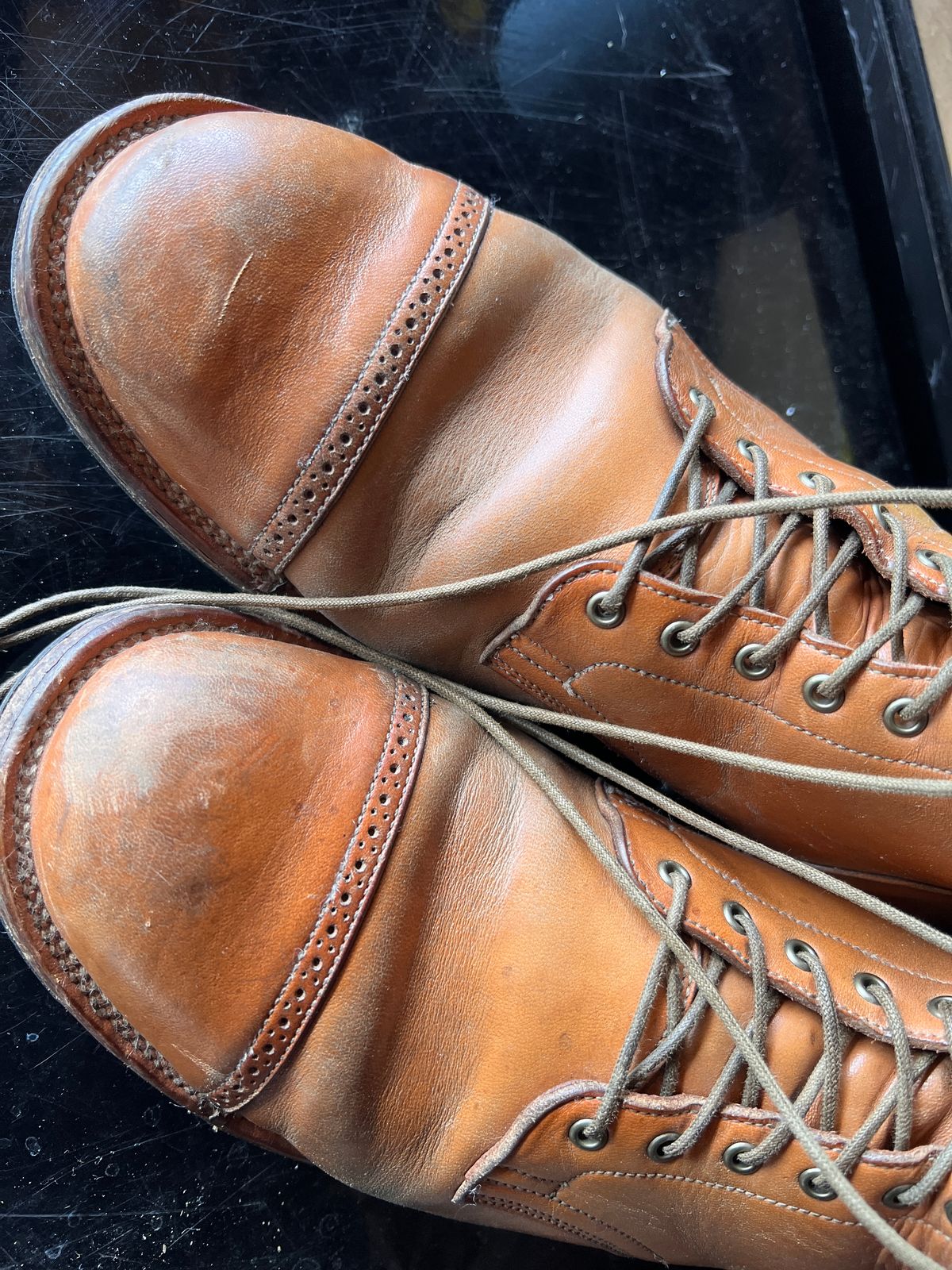 Photo by wabi_sabione on April 5, 2026 of the Viberg Service Boot in Shinki Natural Horsebutt.