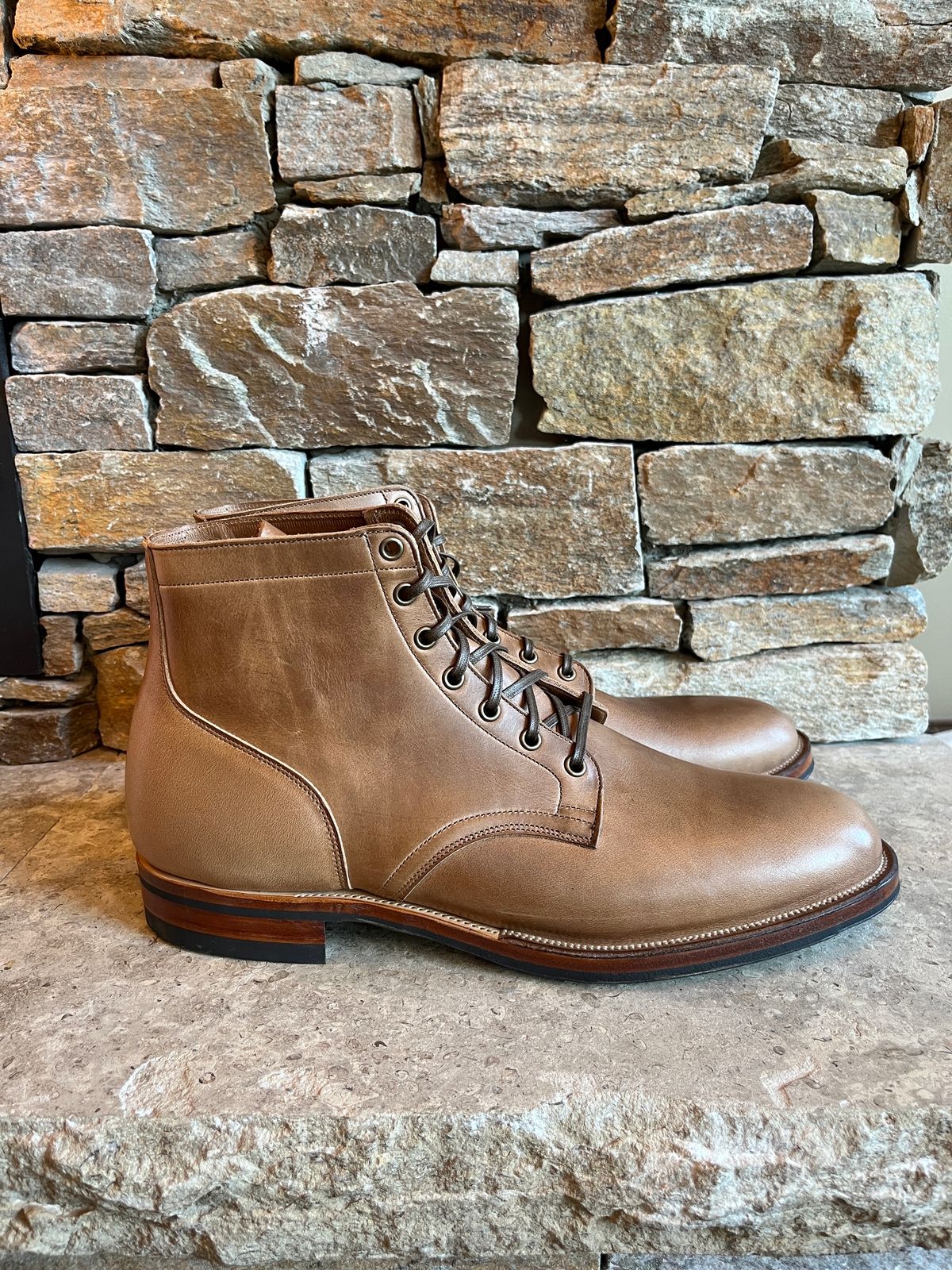 Photo by PerHansa on October 1, 2023 of the Viberg Service Boot in Horween Natural Chromexcel.