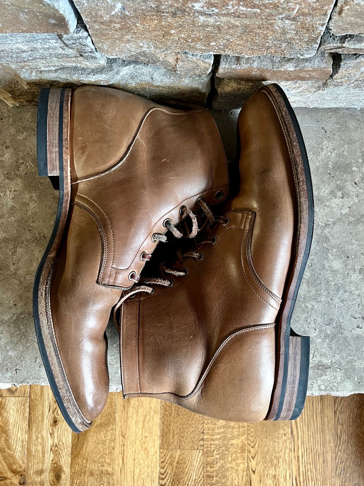 Photo by PerHansa on December 3, 2023 of the Viberg Service Boot in Horween Natural Chromexcel.