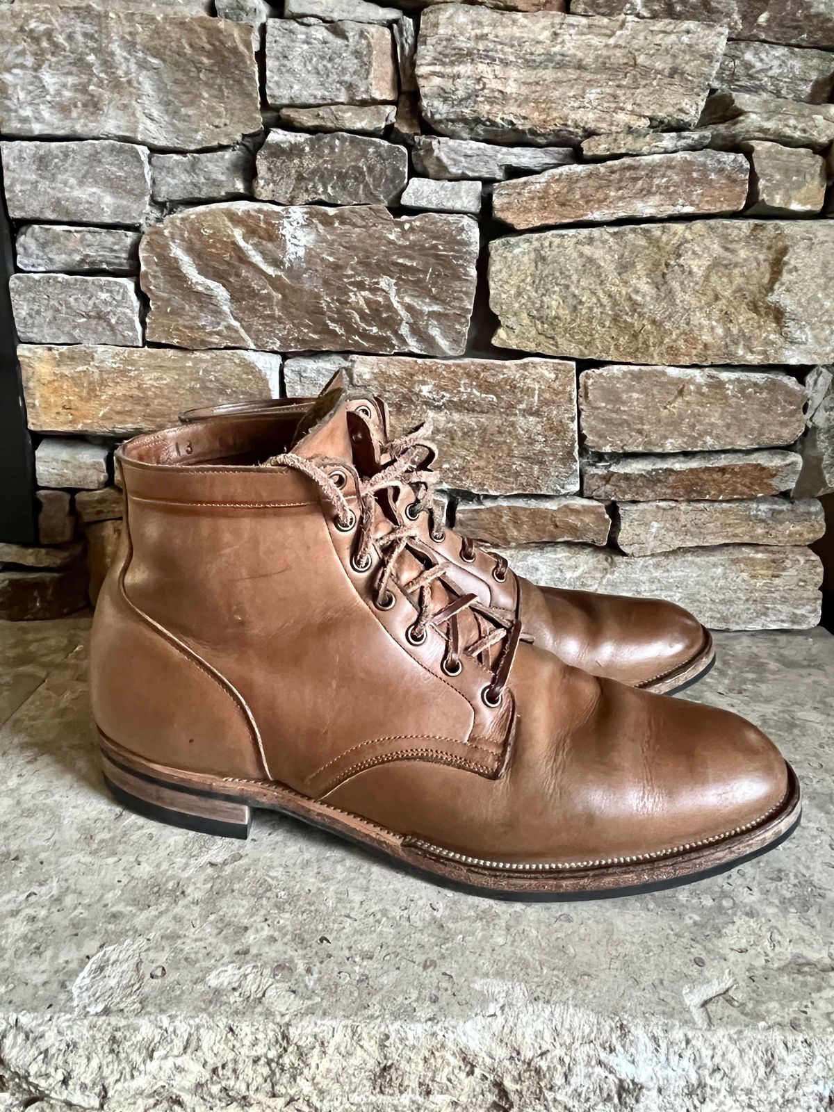 Photo by PerHansa on December 3, 2023 of the Viberg Service Boot in Horween Natural Chromexcel.