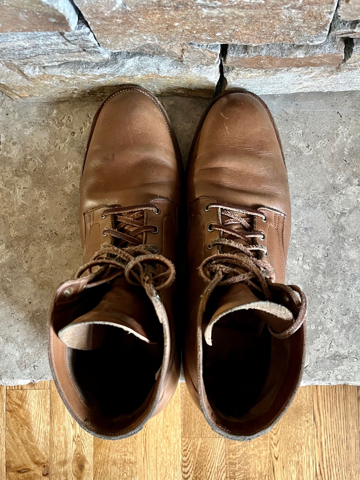 Photo by PerHansa on December 3, 2023 of the Viberg Service Boot in Horween Natural Chromexcel.