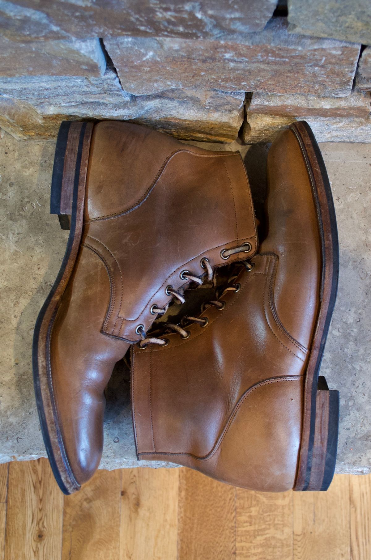 Photo by PerHansa on January 1, 2024 of the Viberg Service Boot in Horween Natural Chromexcel.