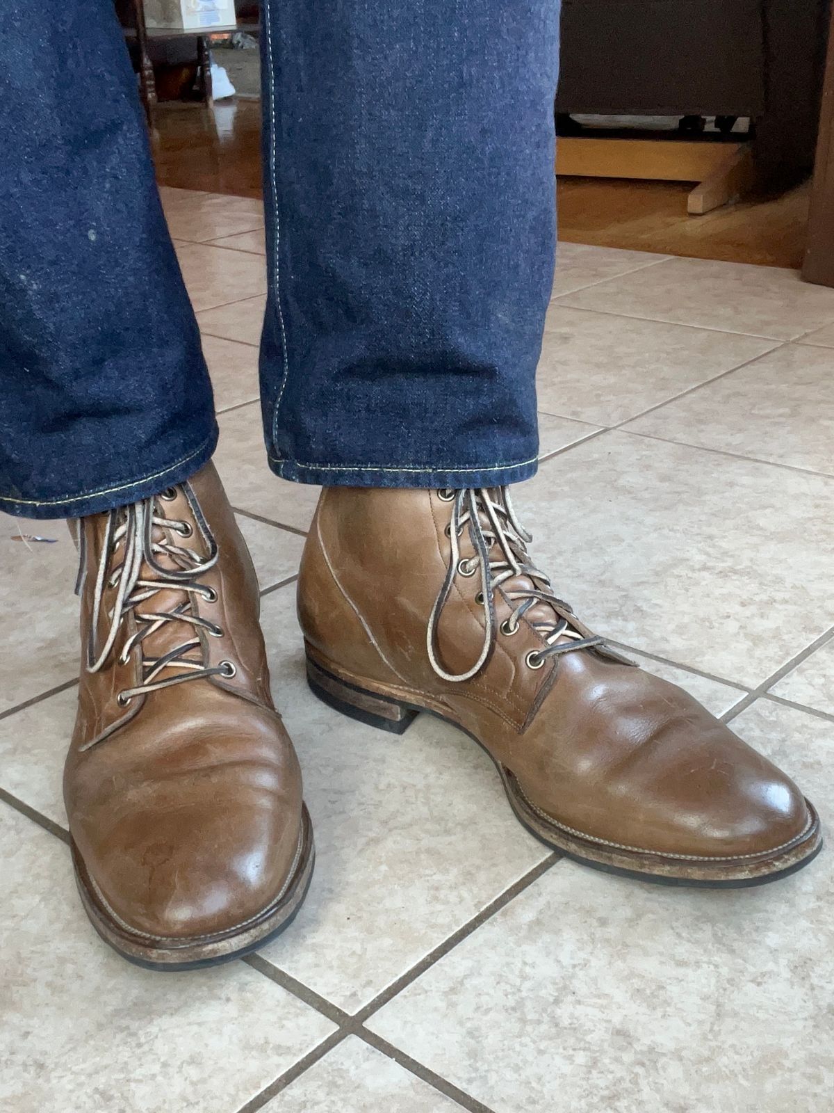 Photo by PerHansa on February 2, 2024 of the Viberg Service Boot in Horween Natural Chromexcel.