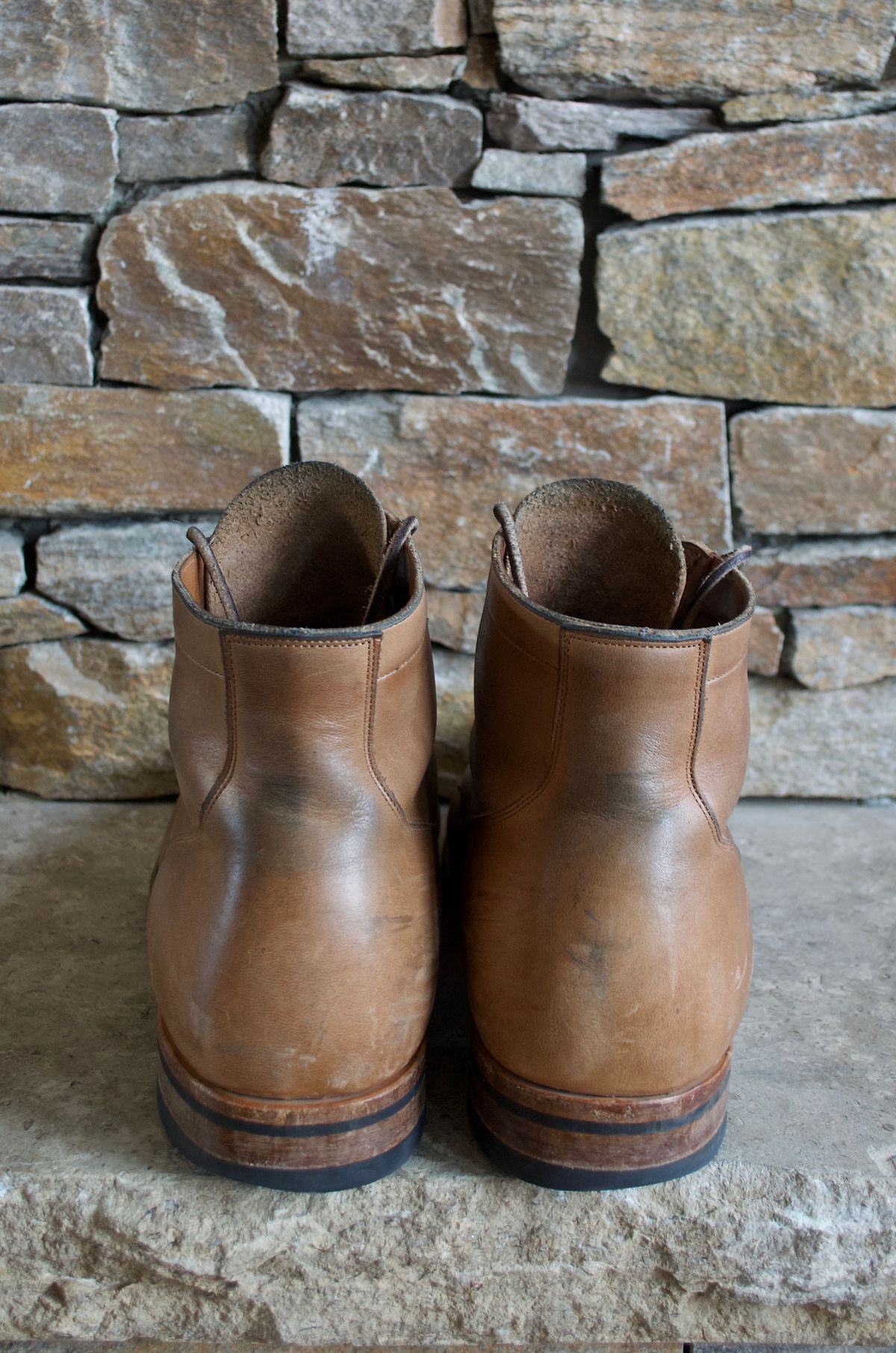 Photo by PerHansa on February 2, 2024 of the Viberg Service Boot in Horween Natural Chromexcel.