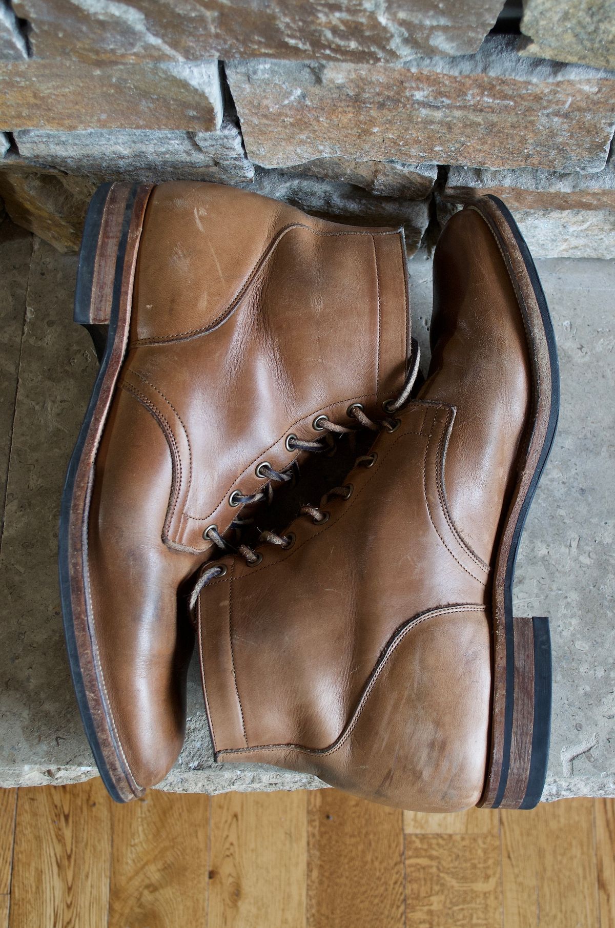 Photo by PerHansa on February 2, 2024 of the Viberg Service Boot in Horween Natural Chromexcel.