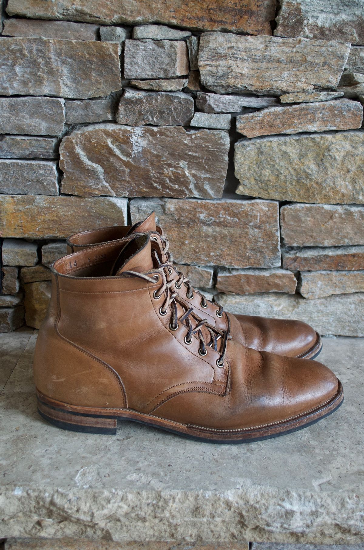 Photo by PerHansa on February 2, 2024 of the Viberg Service Boot in Horween Natural Chromexcel.