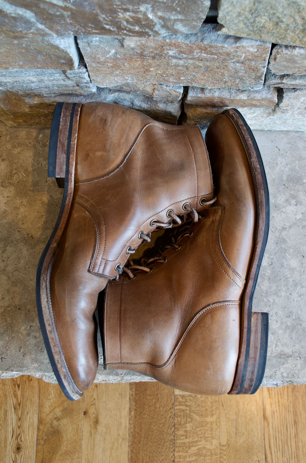 Photo by PerHansa on March 4, 2024 of the Viberg Service Boot in Horween Natural Chromexcel.