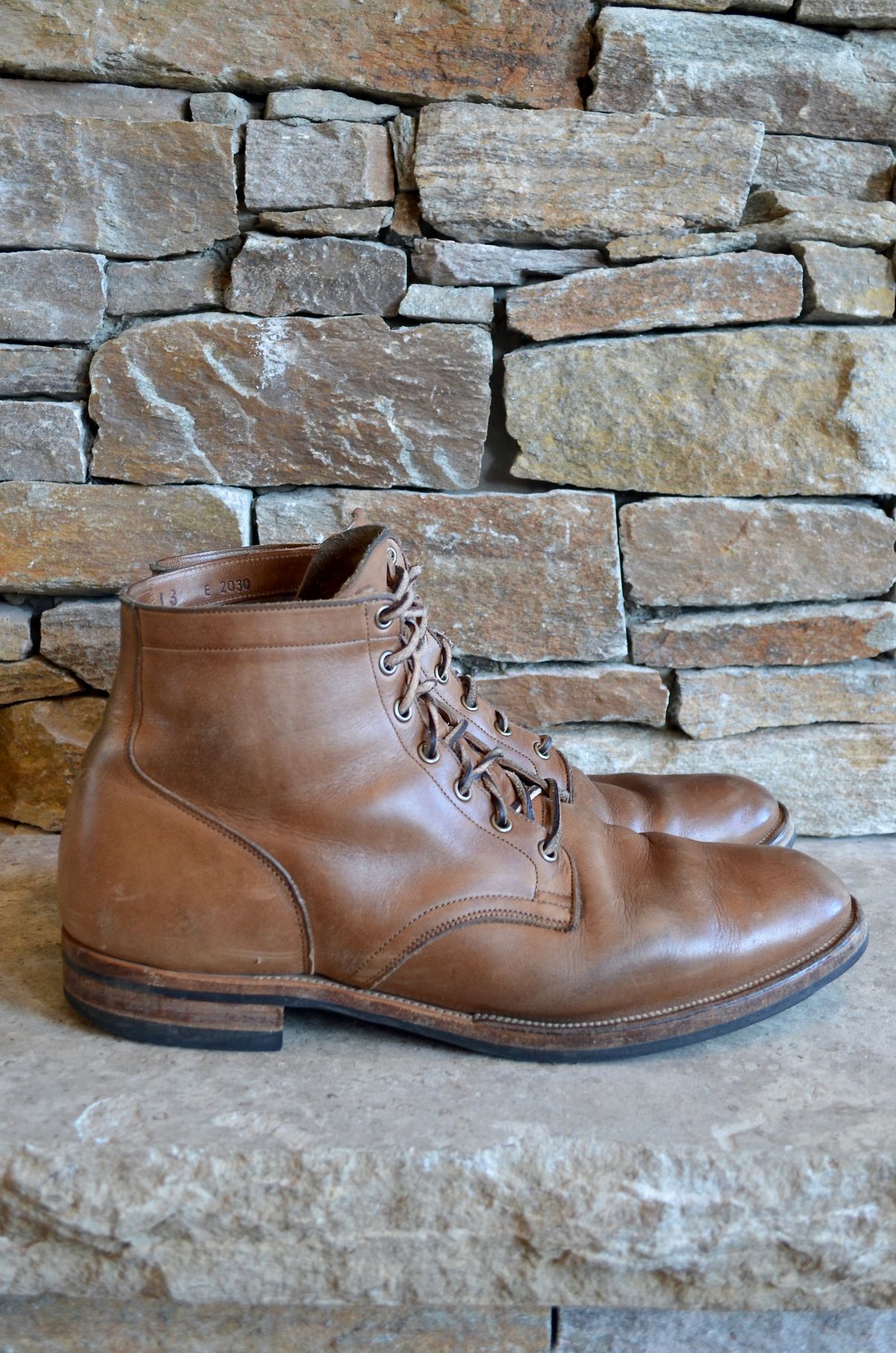 Photo by PerHansa on March 4, 2024 of the Viberg Service Boot in Horween Natural Chromexcel.