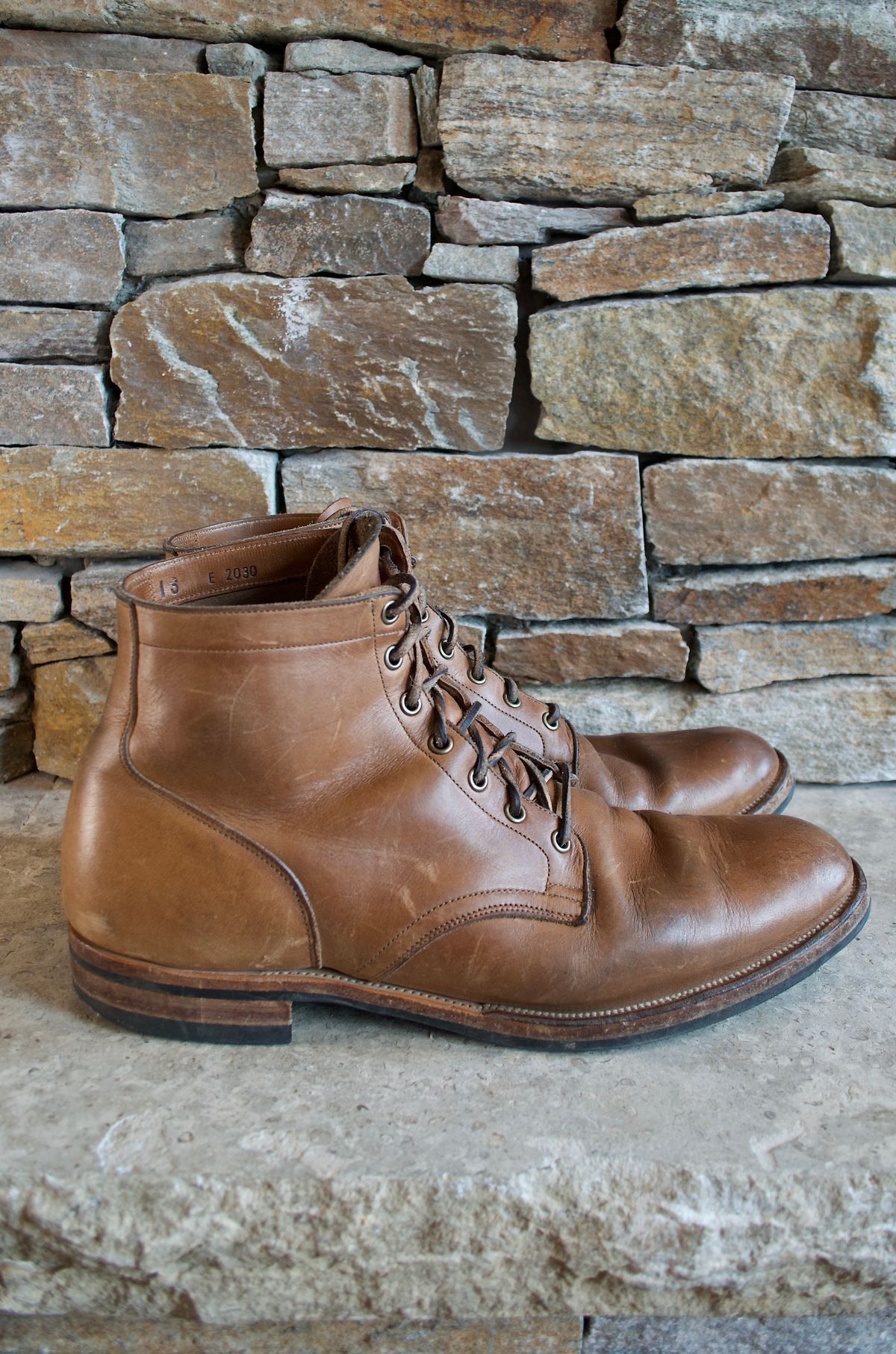 Photo by PerHansa on April 2, 2024 of the Viberg Service Boot in Horween Natural Chromexcel.