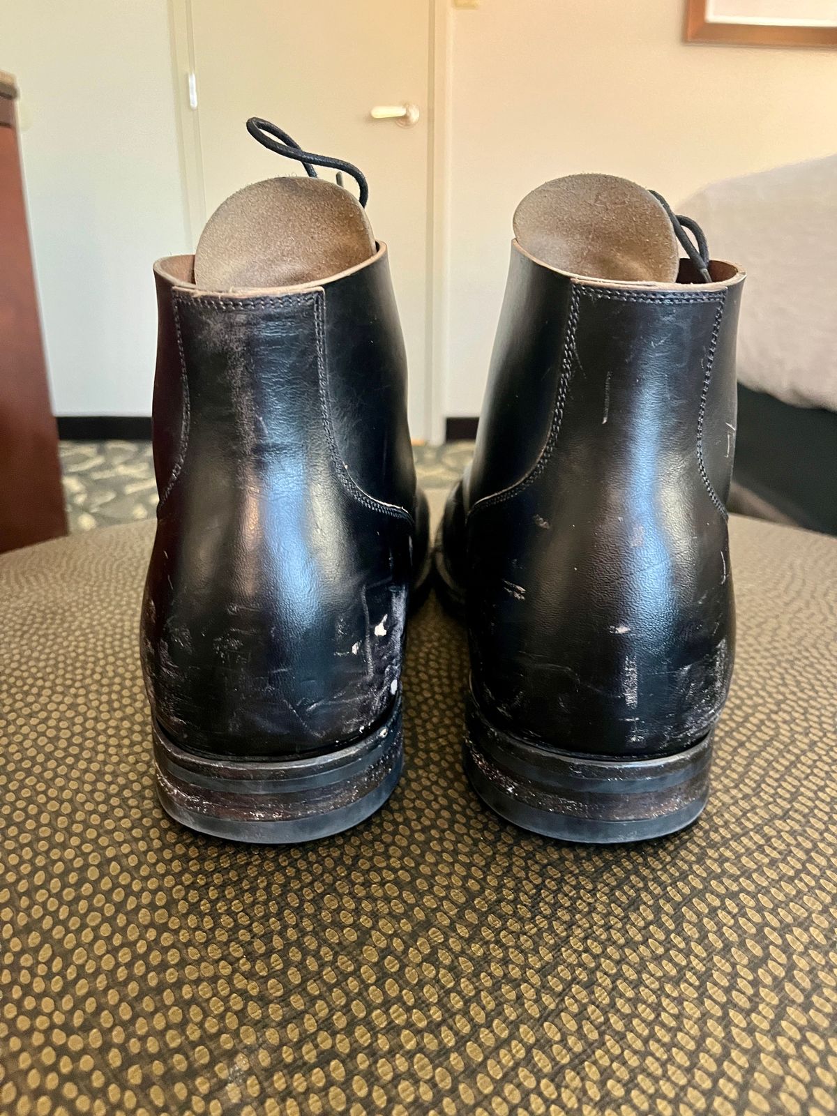 Photo by PerHansa on December 1, 2024 of the Viberg Service Boot BCT in Horween Black Teacore Double Cordovan Butts.