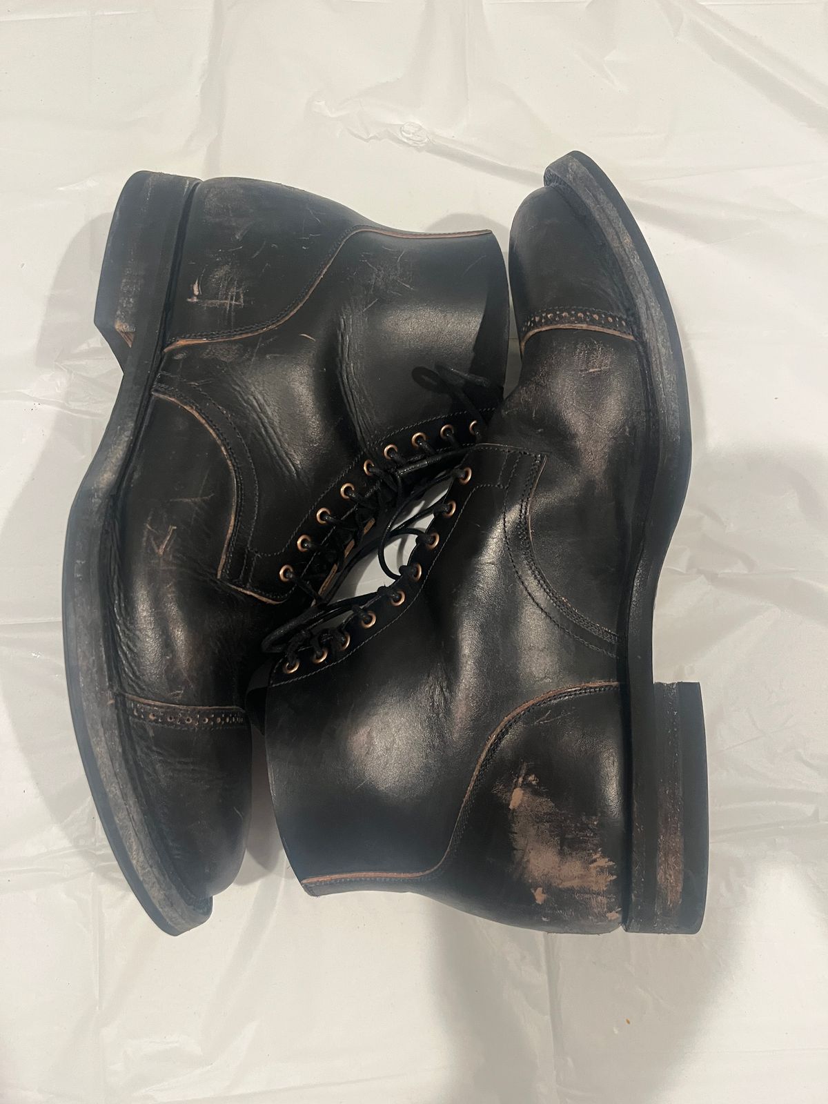 Photo by PerHansa on March 6, 2025 of the Viberg Service Boot BCT in Horween Black Teacore Double Cordovan Butts.