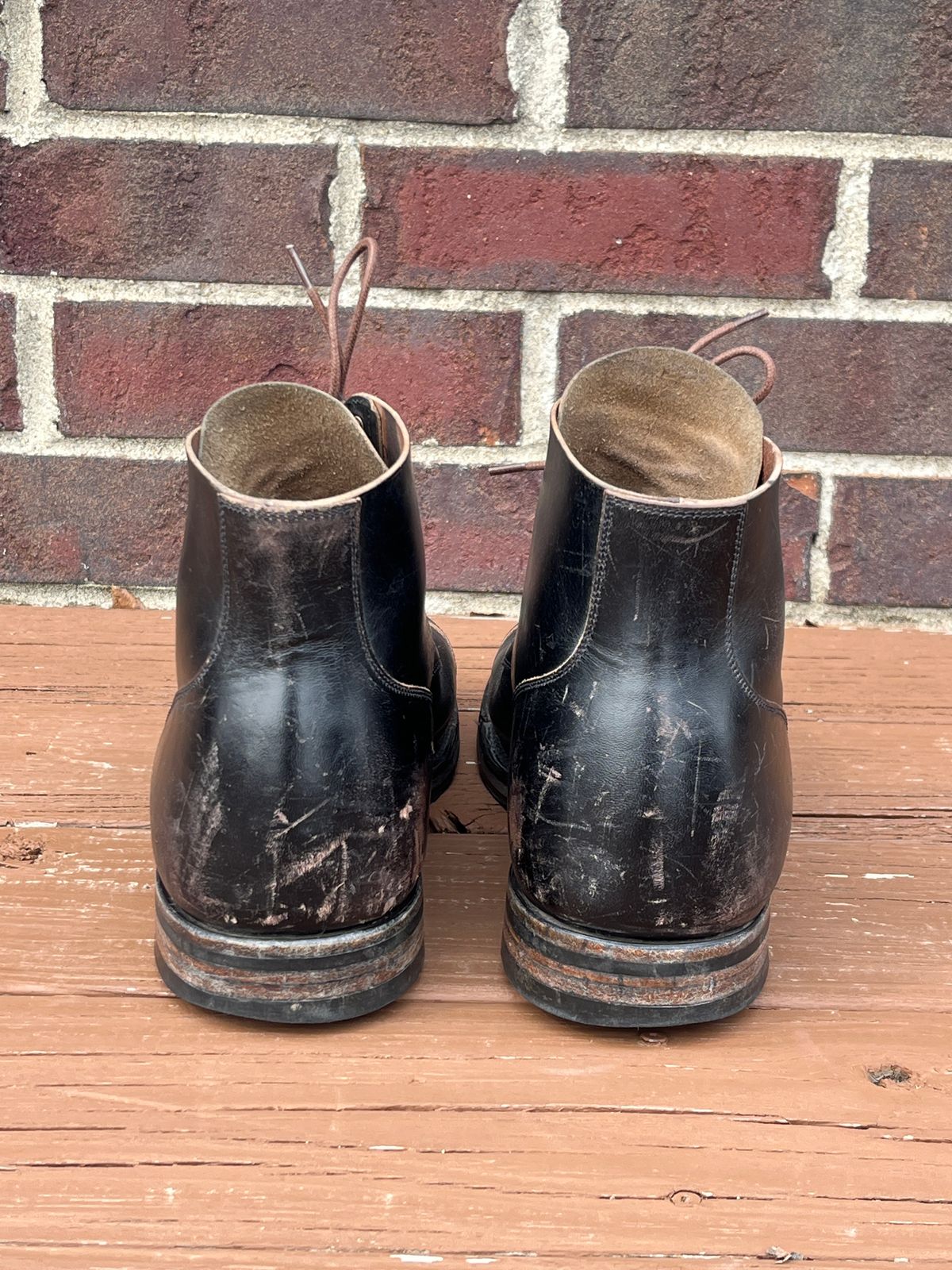 Photo by PerHansa on April 1, 2025 of the Viberg Service Boot BCT in Horween Black Teacore Double Cordovan Butts.