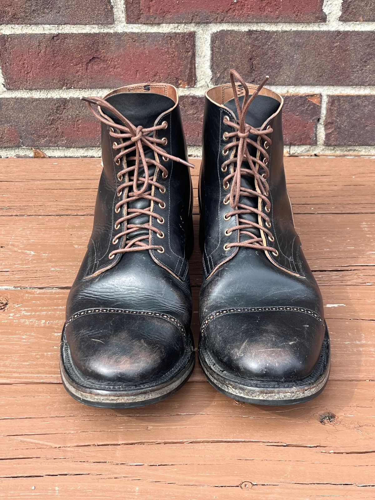 Photo by PerHansa on April 1, 2025 of the Viberg Service Boot BCT in Horween Black Teacore Double Cordovan Butts.