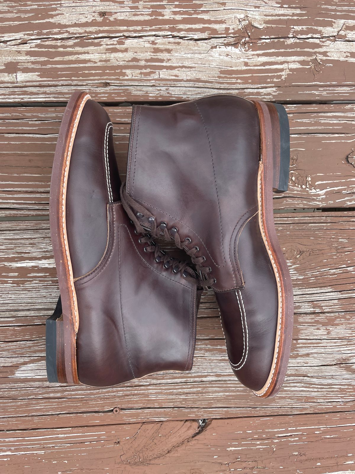 Photo by PerHansa on October 2, 2022 of the Alden Indy Boot in Horween Brown Chromexcel.