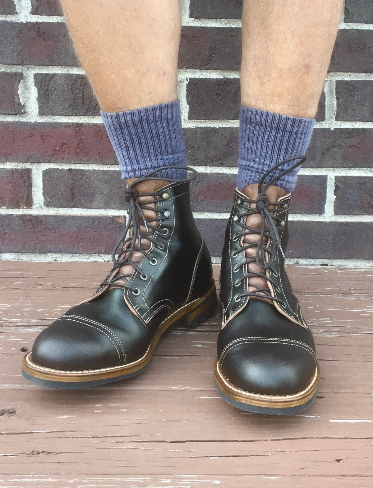 Photo by PerHansa on October 1, 2025 of the Truman Cap Toe Boot in Horween Java Waxed Flesh.