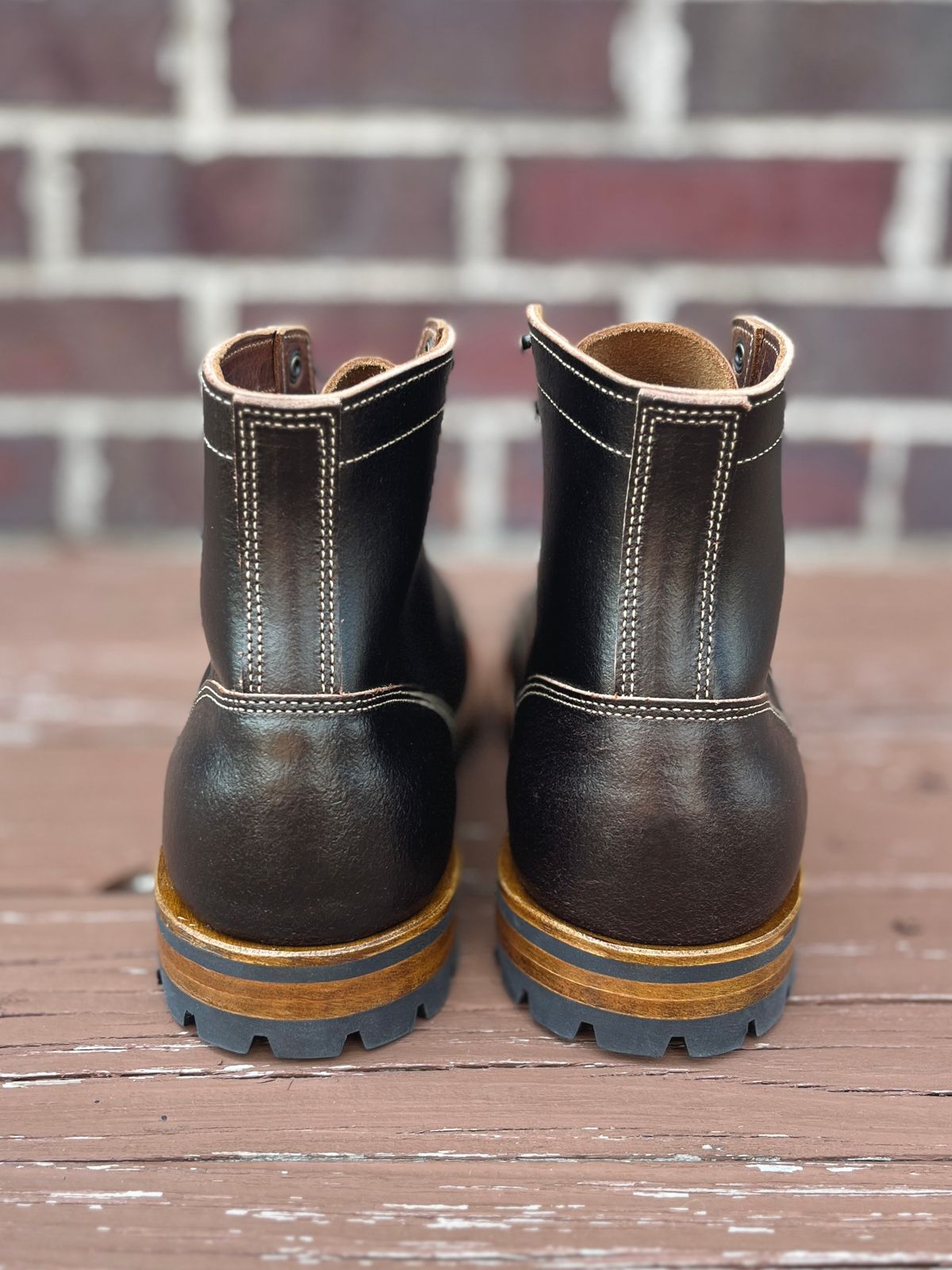 Photo by PerHansa on October 1, 2025 of the Truman Cap Toe Boot in Horween Java Waxed Flesh.