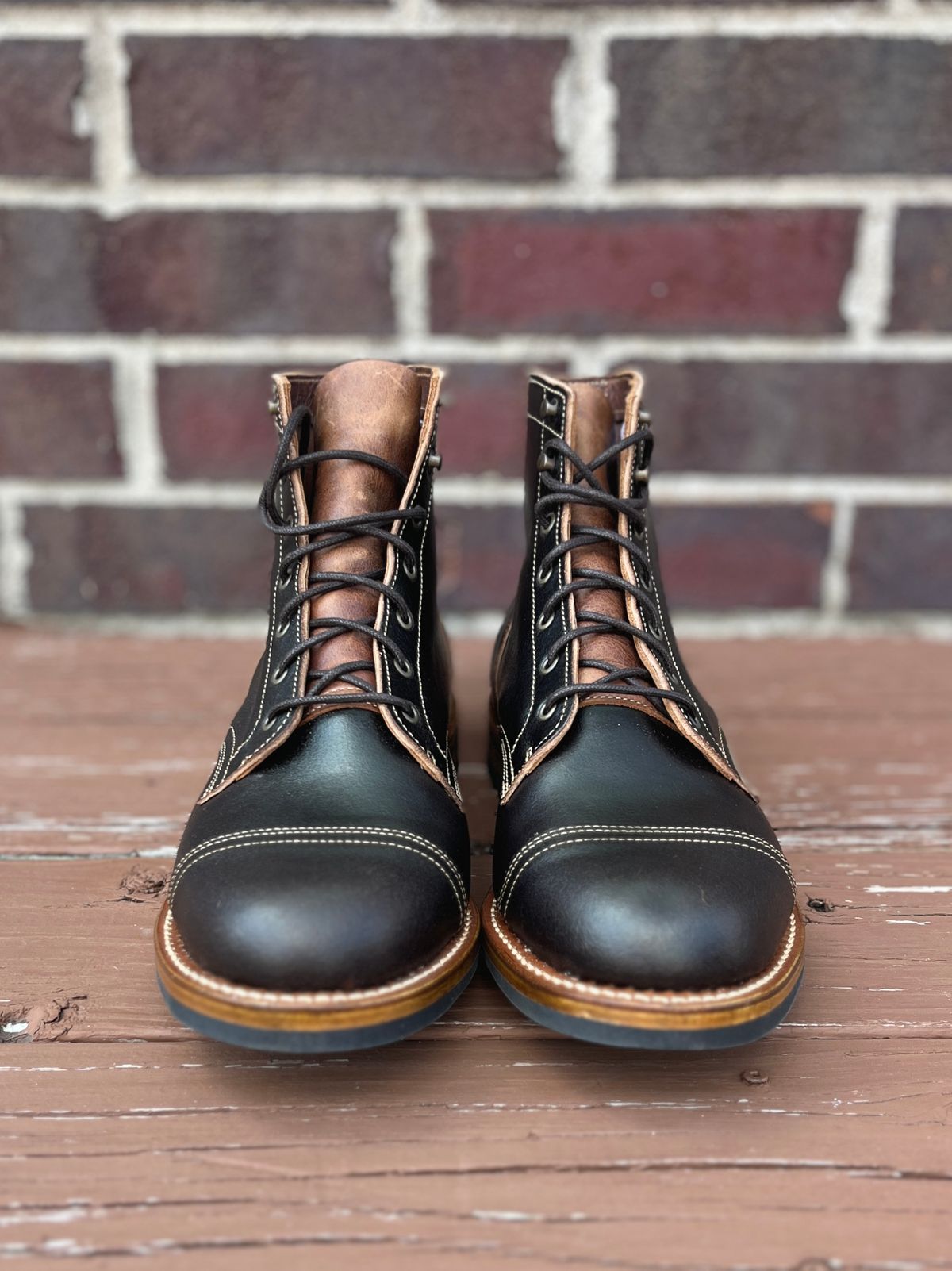 Photo by PerHansa on October 1, 2025 of the Truman Cap Toe Boot in Horween Java Waxed Flesh.