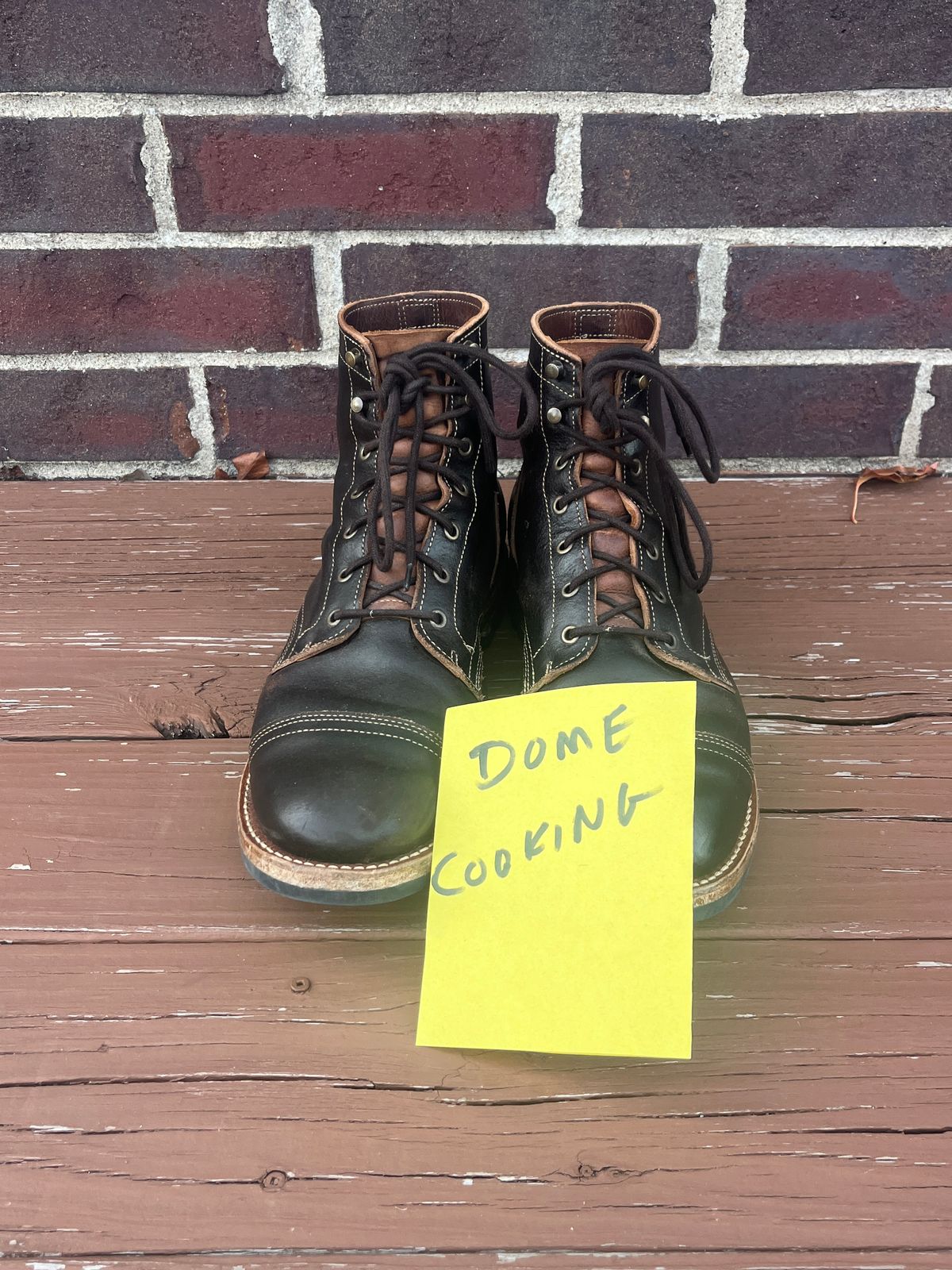 Photo by PerHansa on November 4, 2025 of the Truman Cap Toe Boot in Horween Java Waxed Flesh.