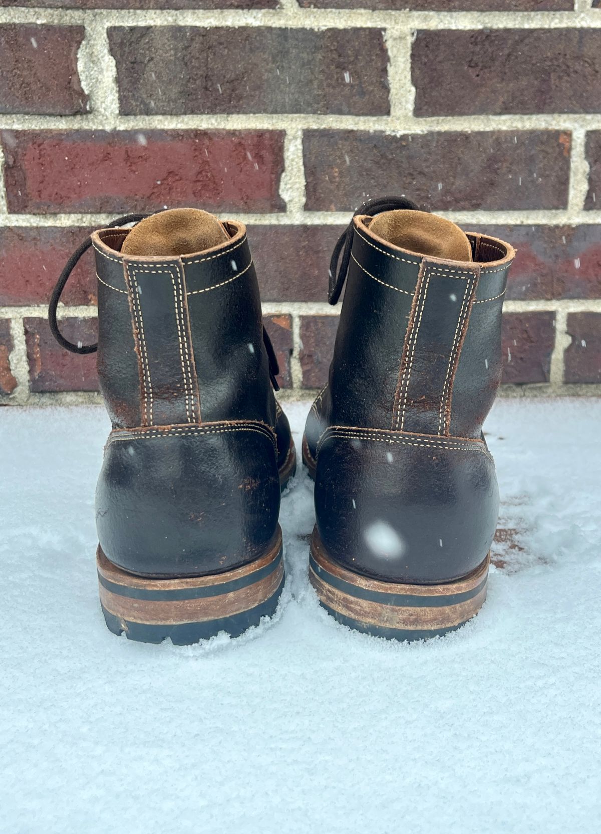 Photo by PerHansa on December 1, 2025 of the Truman Cap Toe Boot in Horween Java Waxed Flesh.