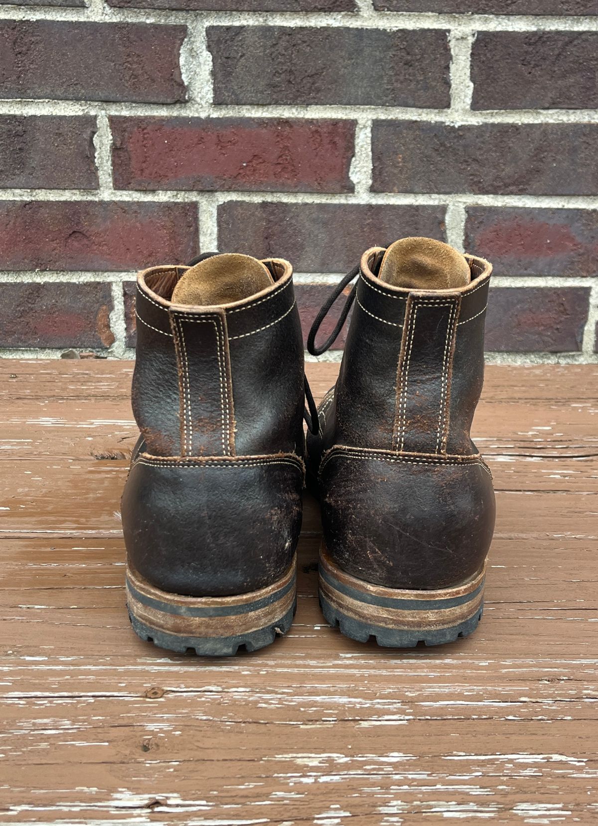 Photo by PerHansa on January 1, 2026 of the Truman Cap Toe Boot in Horween Java Waxed Flesh.