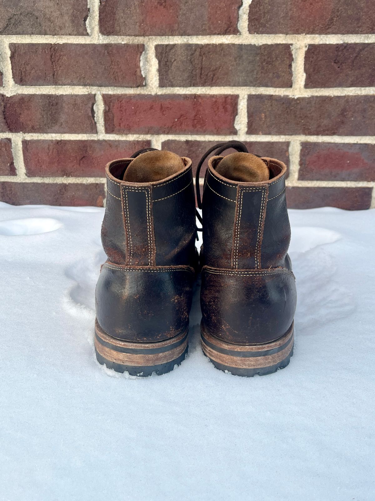 Photo by PerHansa on February 1, 2026 of the Truman Cap Toe Boot in Horween Java Waxed Flesh.