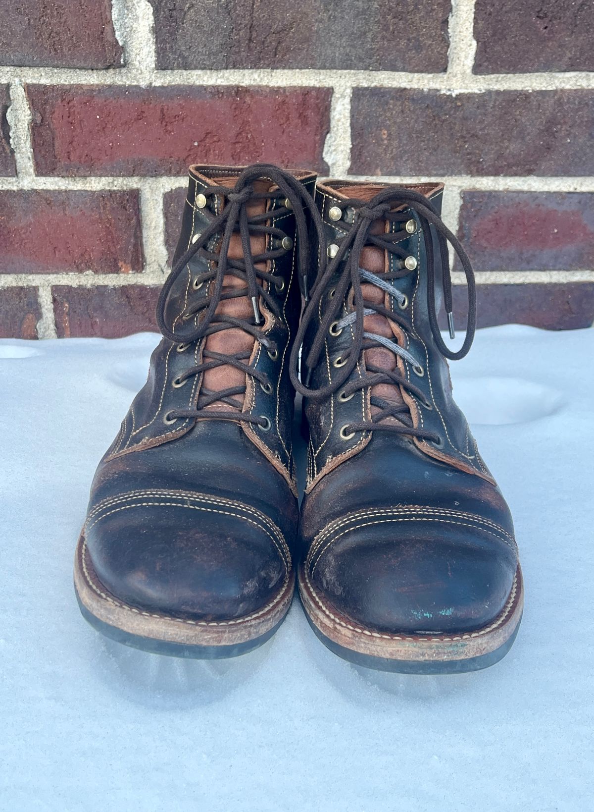 Photo by PerHansa on February 1, 2026 of the Truman Cap Toe Boot in Horween Java Waxed Flesh.