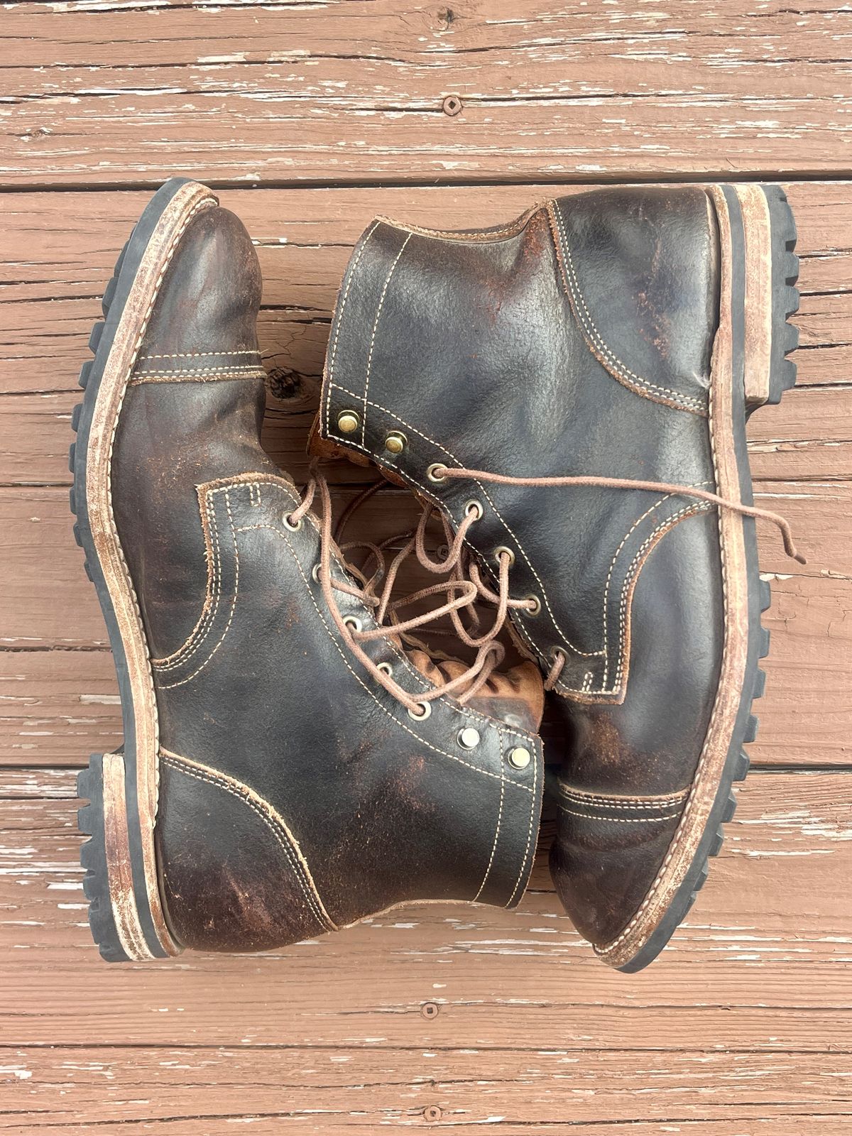 Photo by PerHansa on March 1, 2026 of the Truman Cap Toe Boot in Horween Java Waxed Flesh.
