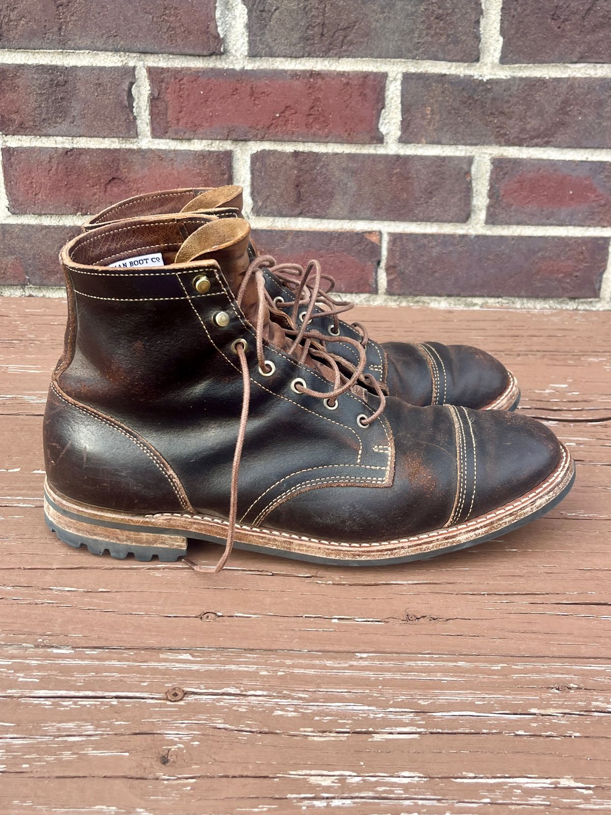 Photo by PerHansa on March 1, 2026 of the Truman Cap Toe Boot in Horween Java Waxed Flesh.