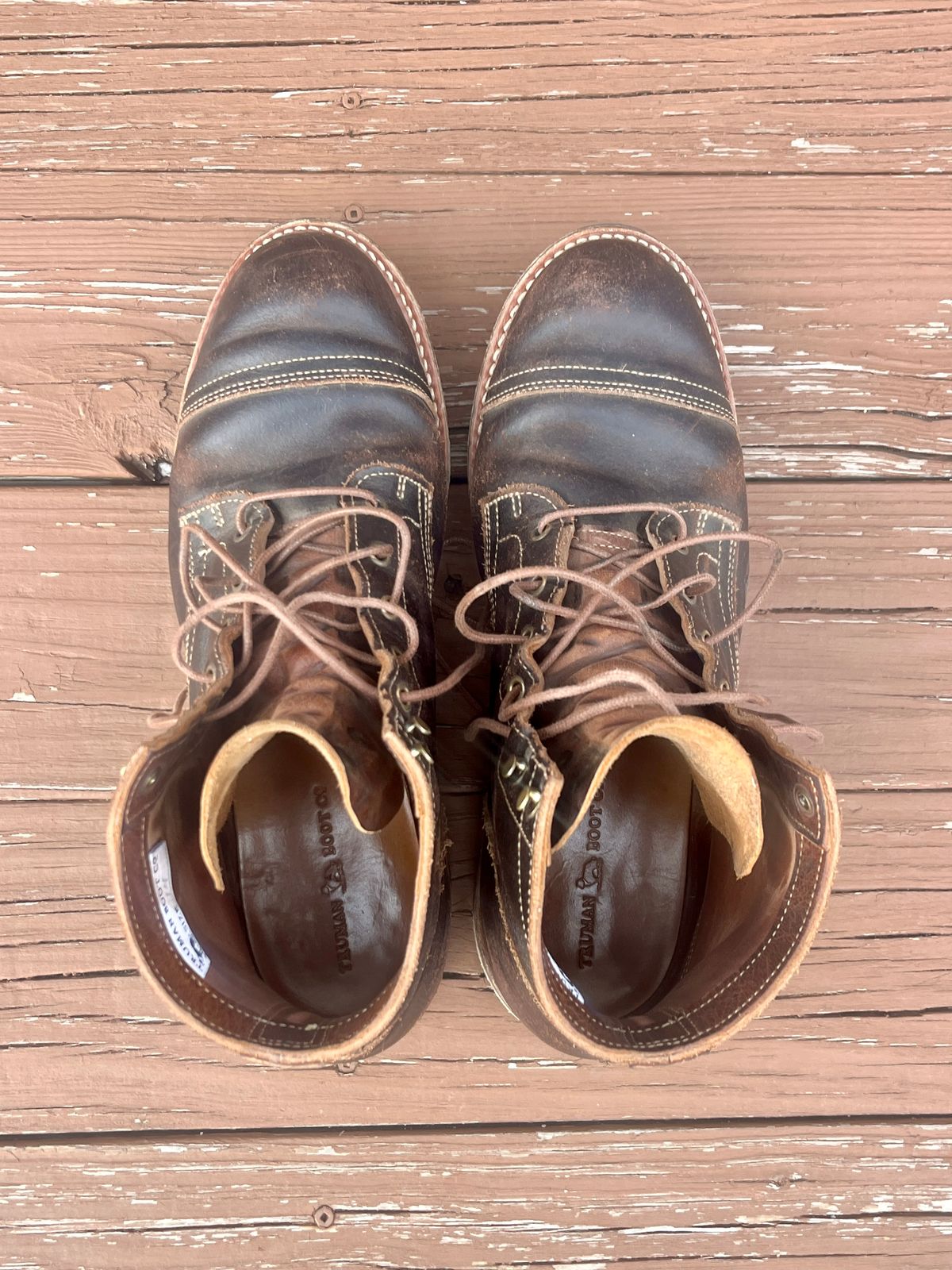 Photo by PerHansa on March 1, 2026 of the Truman Cap Toe Boot in Horween Java Waxed Flesh.