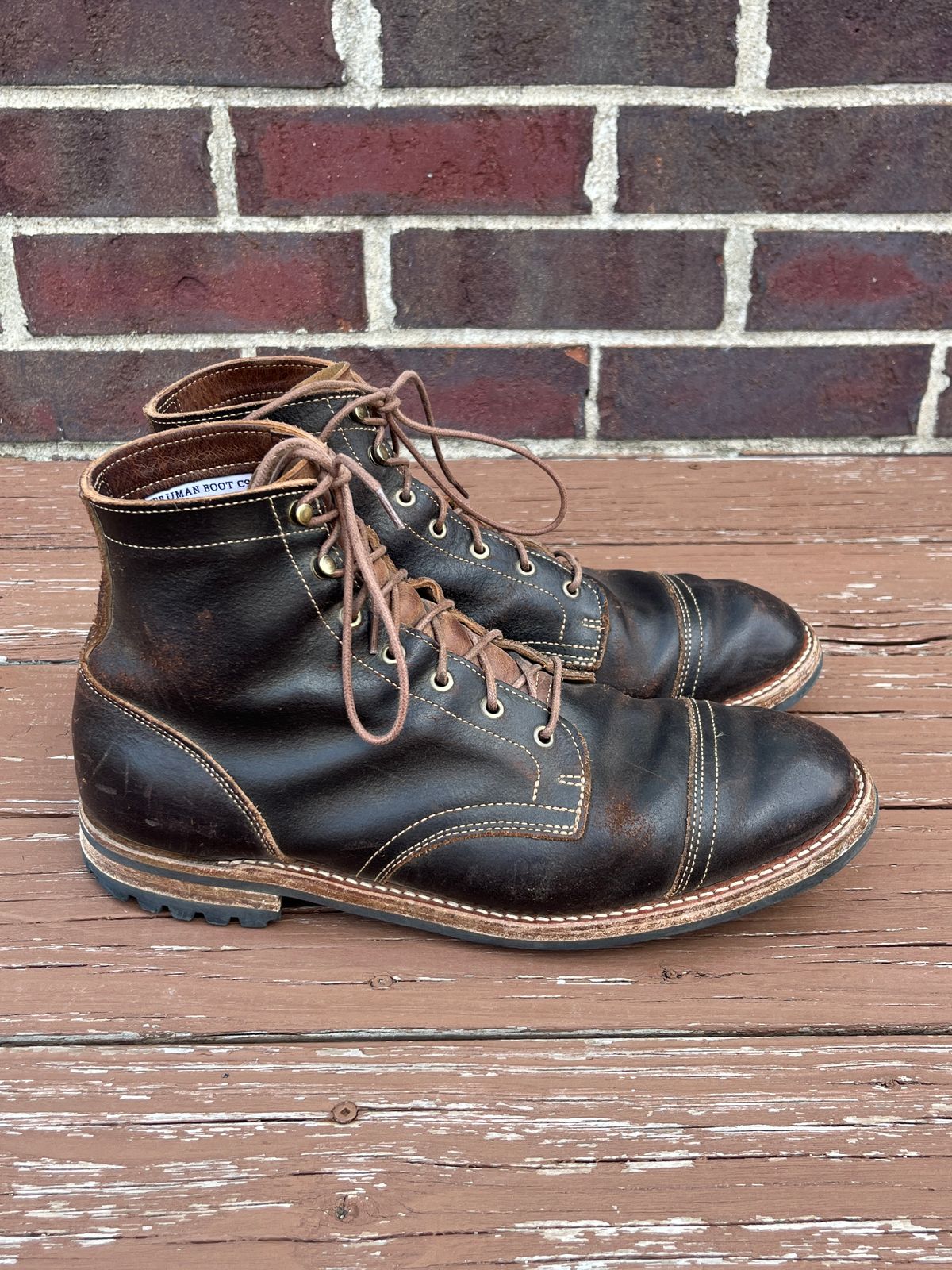 Photo by PerHansa on March 31, 2026 of the Truman Cap Toe Boot in Horween Java Waxed Flesh.