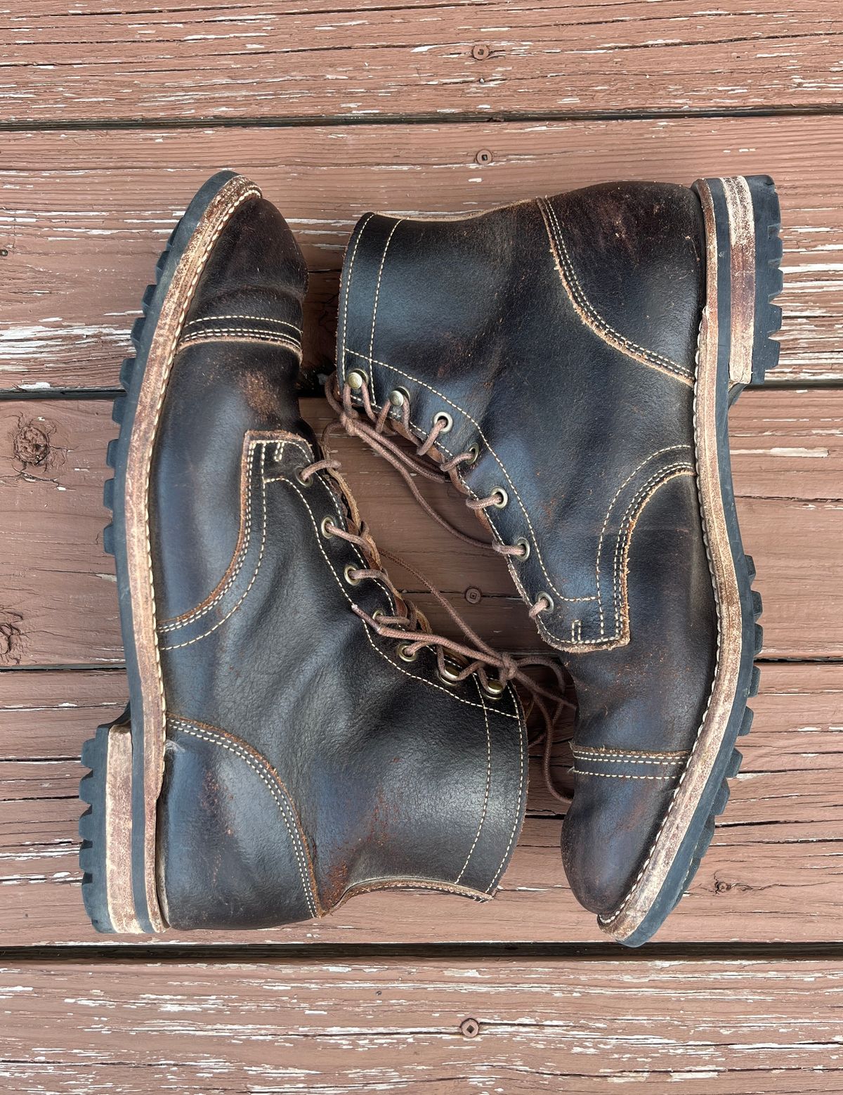 Photo by PerHansa on March 31, 2026 of the Truman Cap Toe Boot in Horween Java Waxed Flesh.