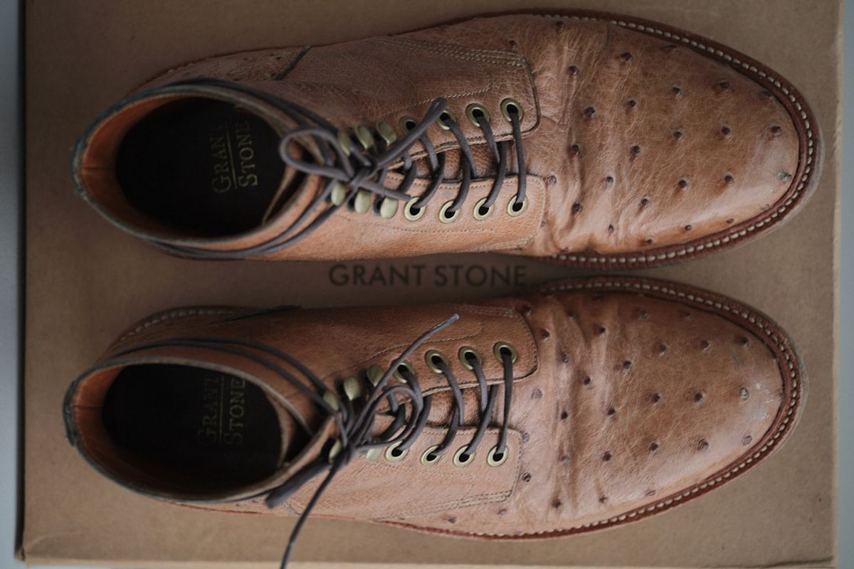 Photo by nutztee on November 5, 2023 of the Grant Stone Diesel Boot in Ranger Ostrich.