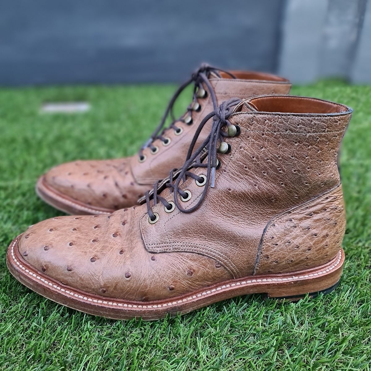 Photo by nutztee on December 1, 2023 of the Grant Stone Diesel Boot in Ranger Ostrich.