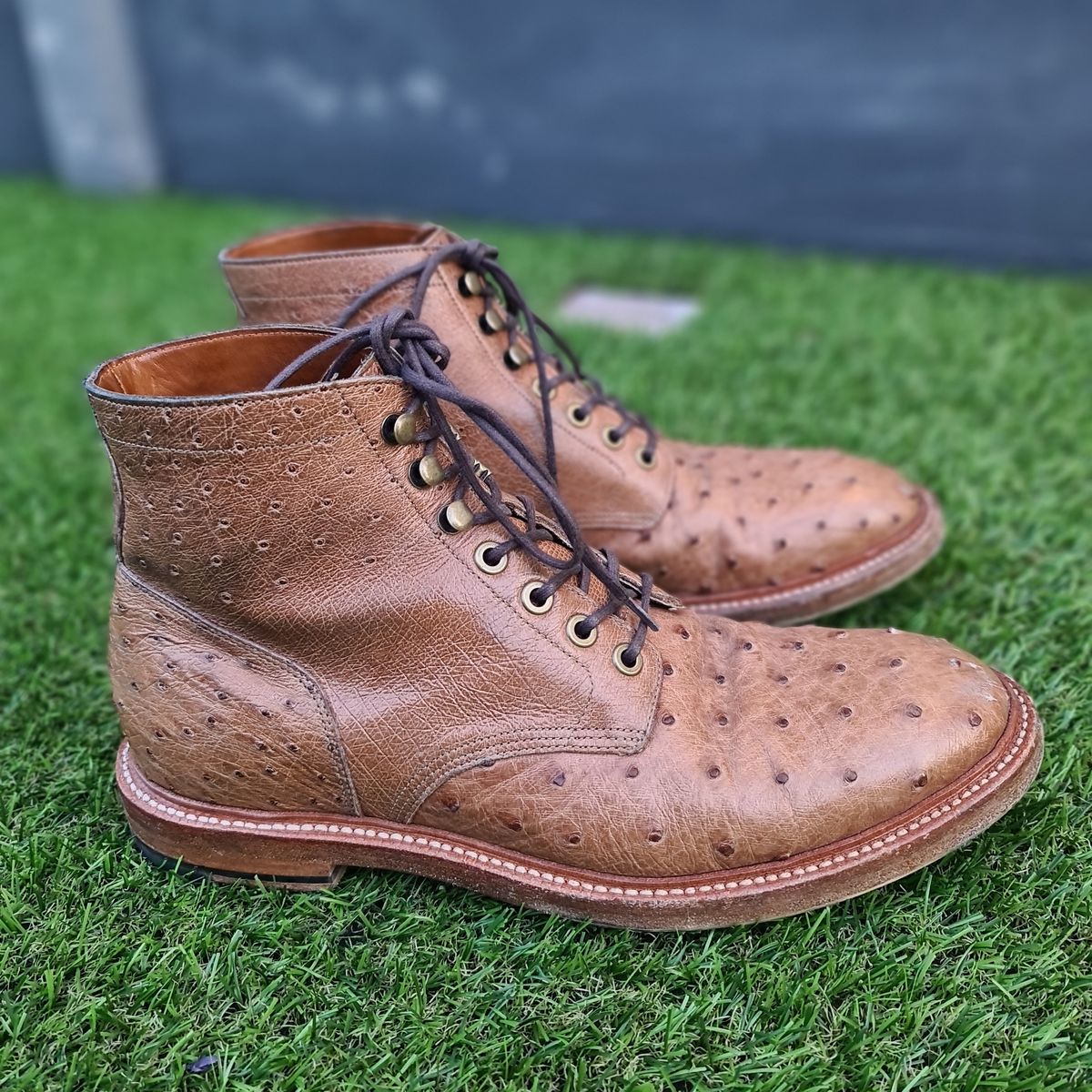 Photo by nutztee on December 1, 2023 of the Grant Stone Diesel Boot in Ranger Ostrich.
