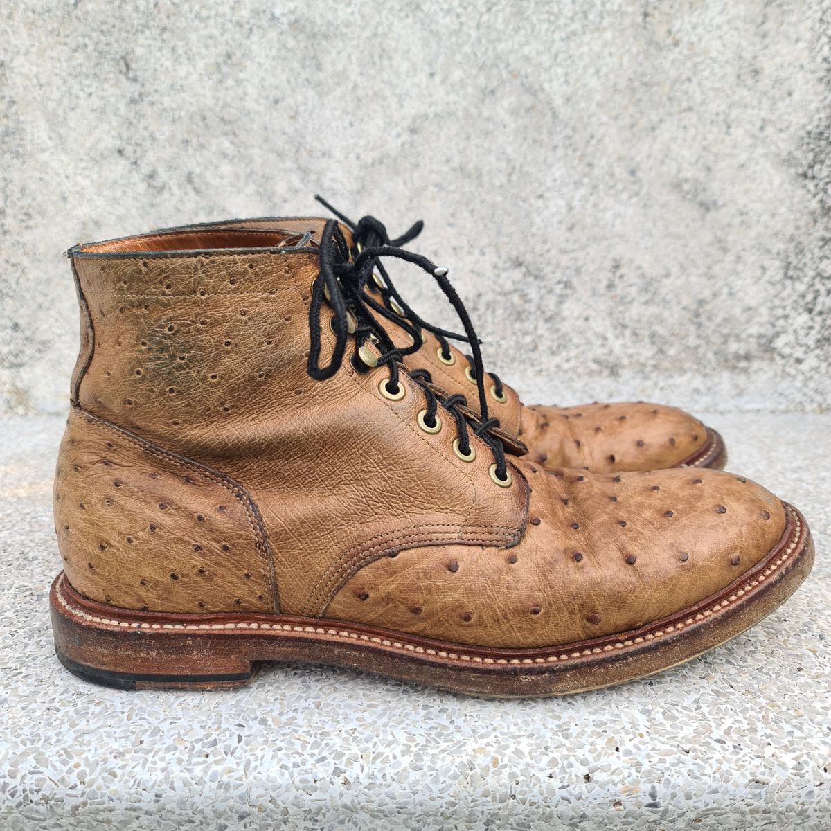 Photo by nutztee on April 3, 2024 of the Grant Stone Diesel Boot in Ranger Ostrich.
