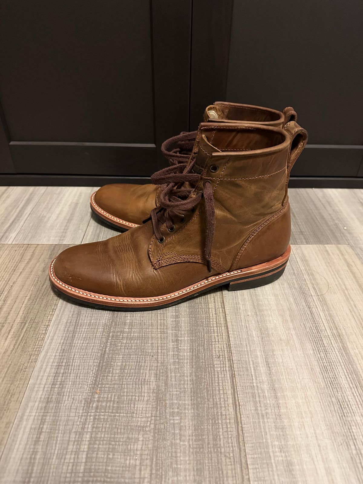 Photo by n_1n on December 6, 2024 of the Dayton Boots Service Boot in Brown Pullup.