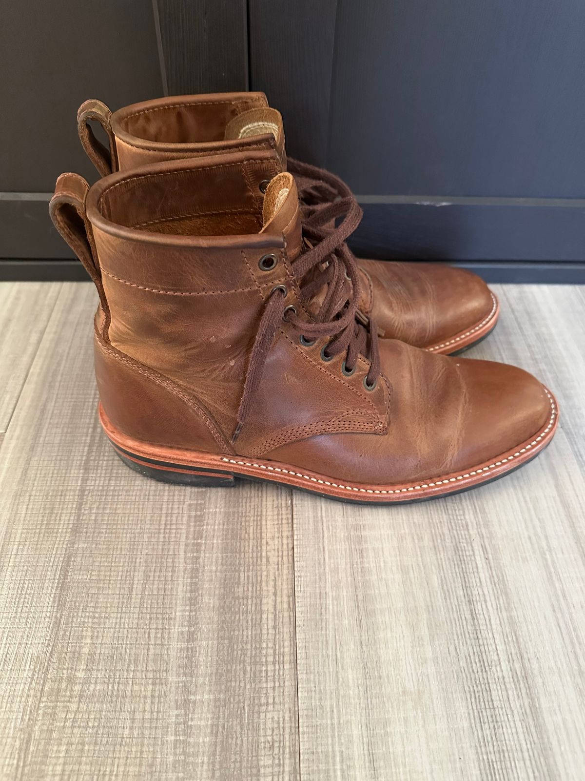 Photo by n_1n on February 5, 2025 of the Dayton Boots Service Boot in Brown Pullup.