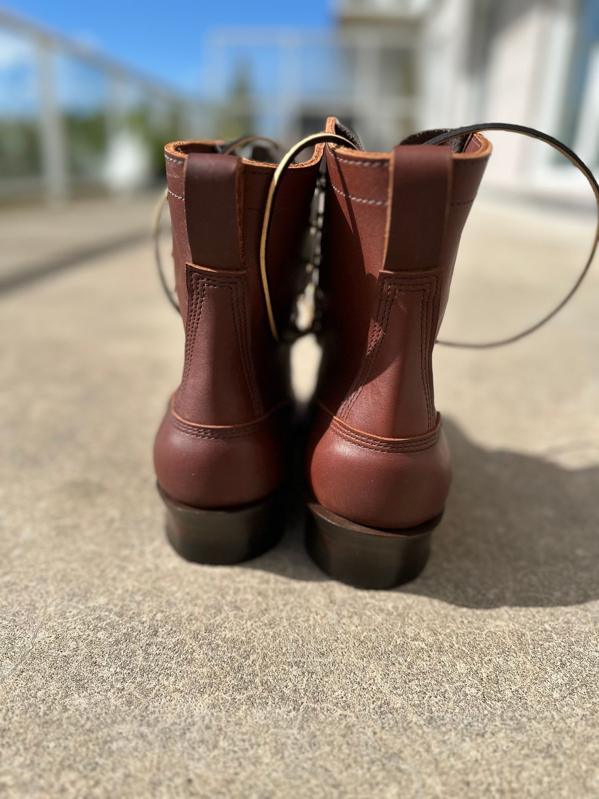 Photo by n_1n on October 1, 2024 of the JK Boots Harvester in Seidel Redwood Oil Tan.